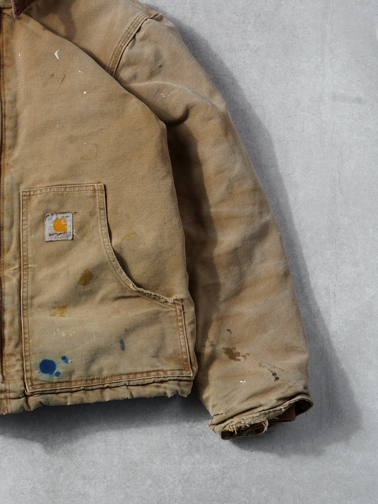 Vintage 90s Khaki Carhartt Rugged Collared Workwear Jacket (M) - Image 3