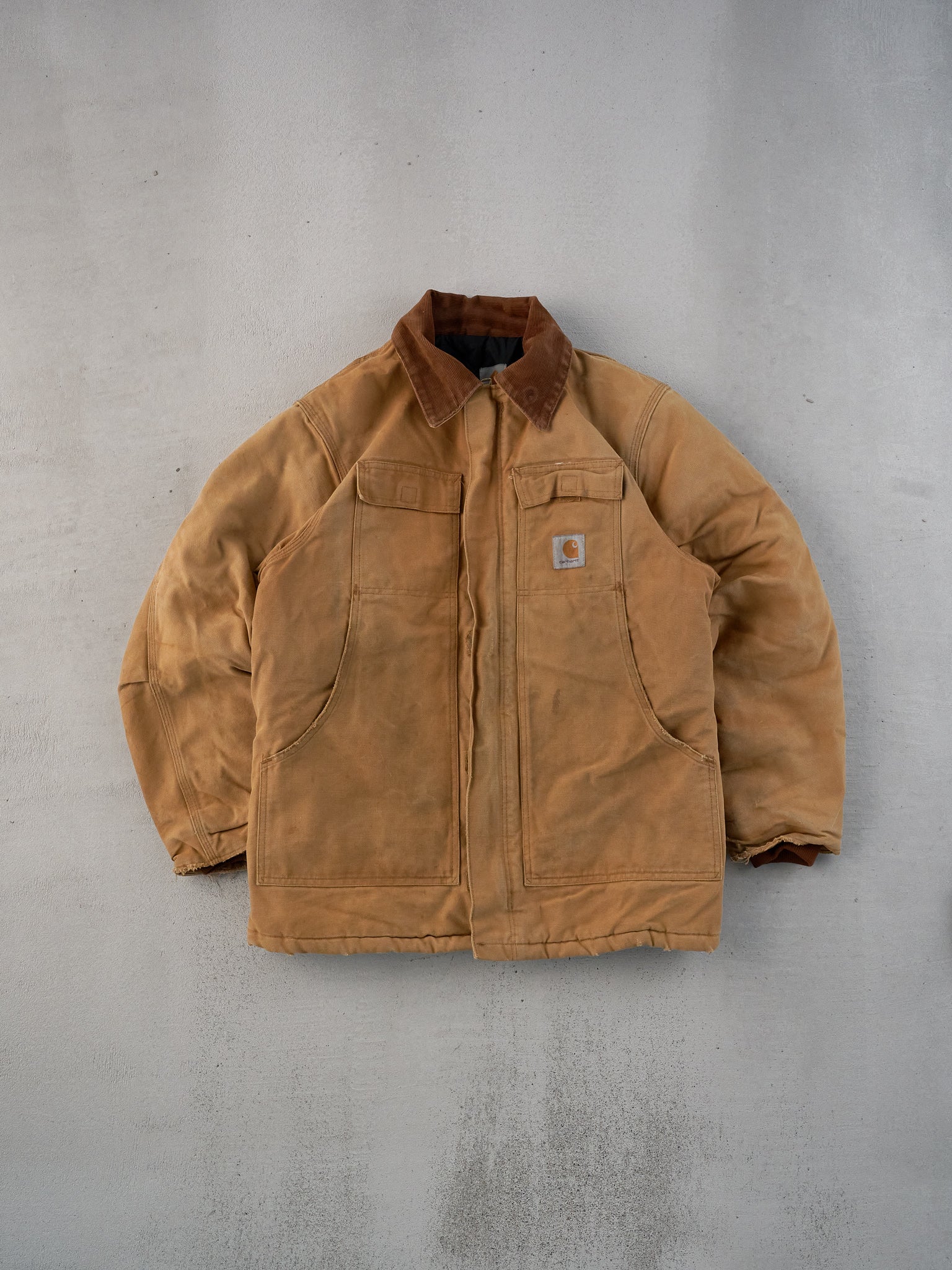 Vintage 90s Khaki Carhartt Collared Workwear Jacket (M/L)
