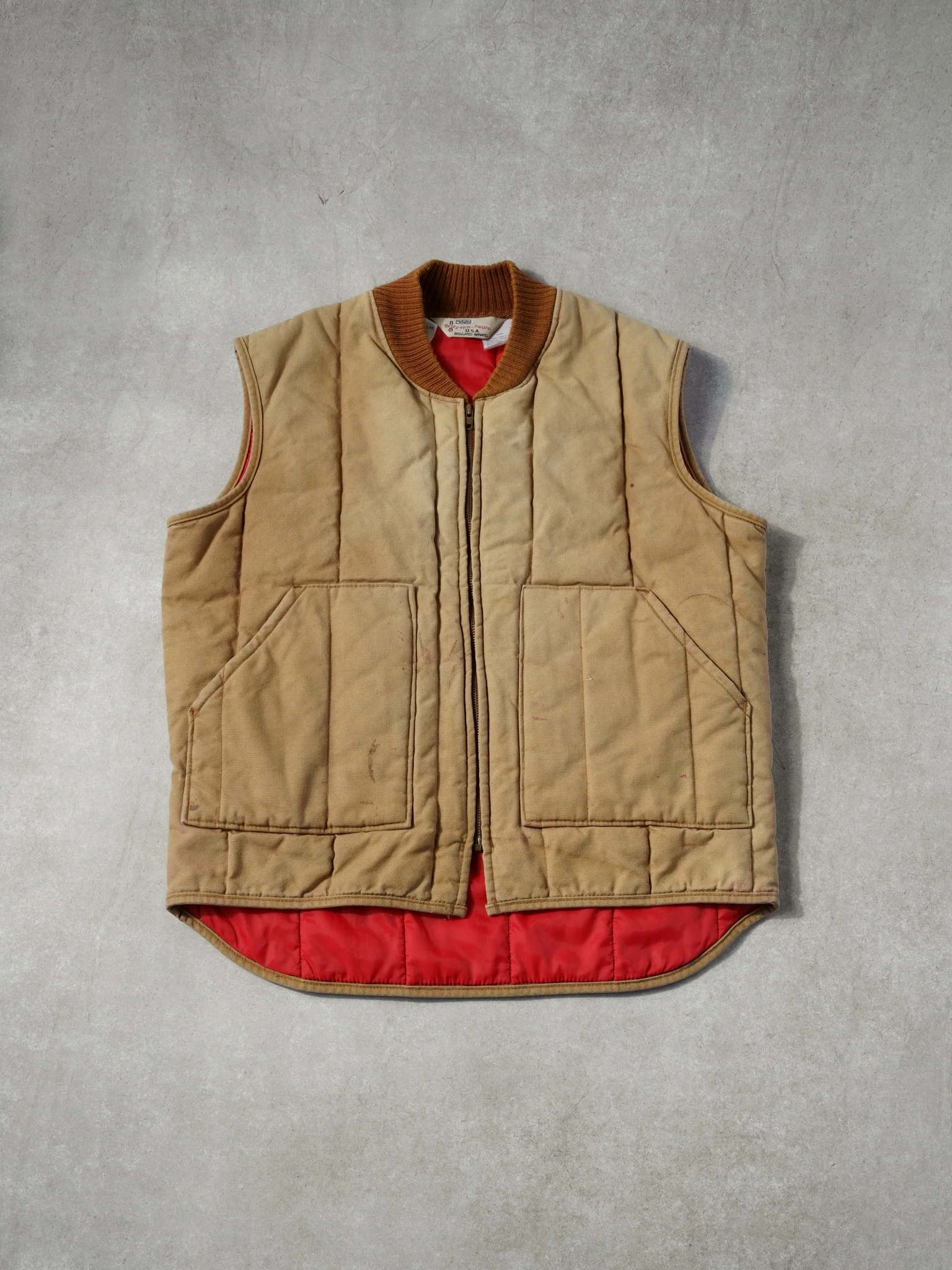 Vintage 90s Light Brown Blizzard USA Insulated Workwear Vest (L)