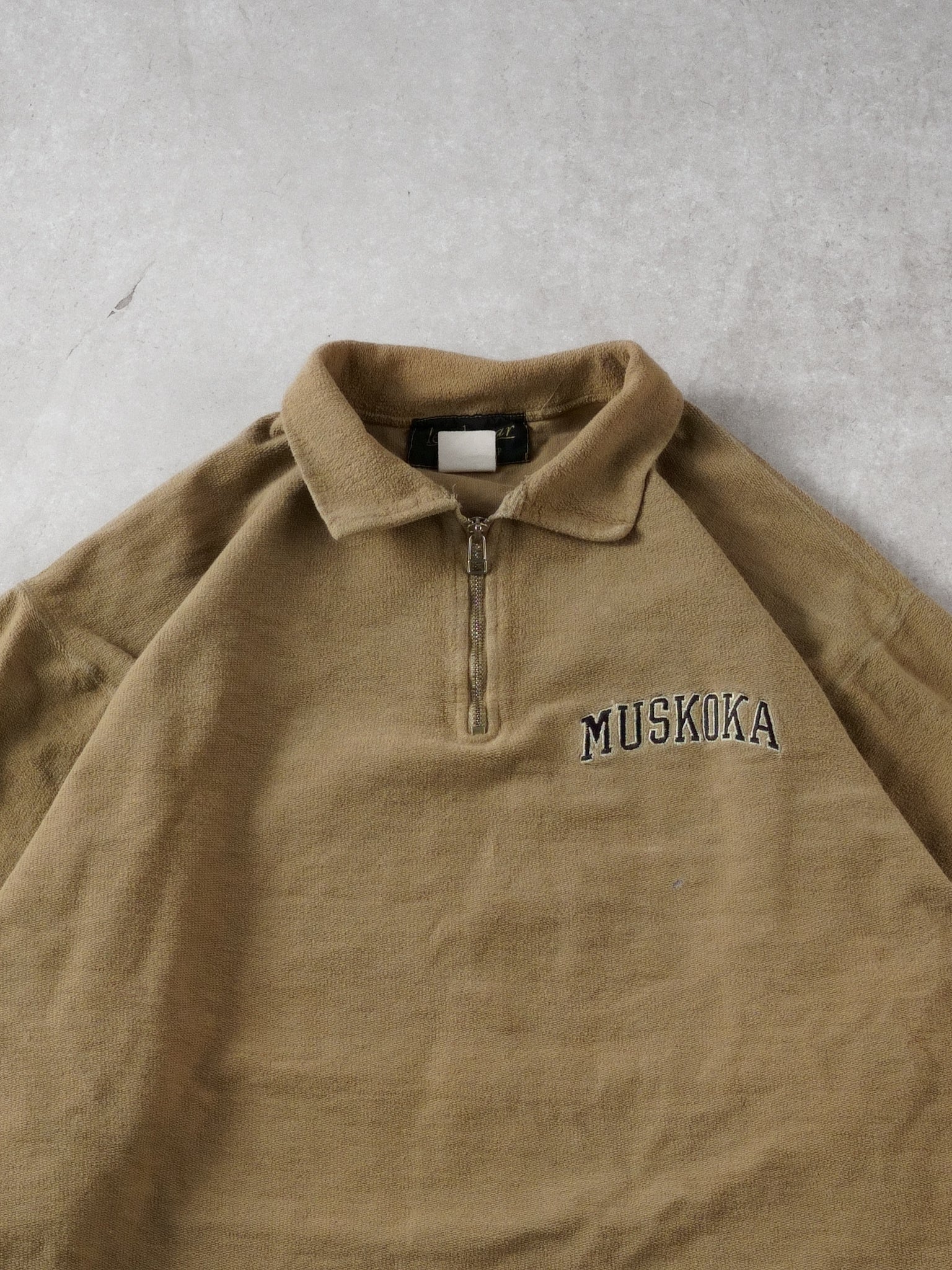 Vintage 90s Light Brown Musoka Collared Crewneck (L) - Image 2