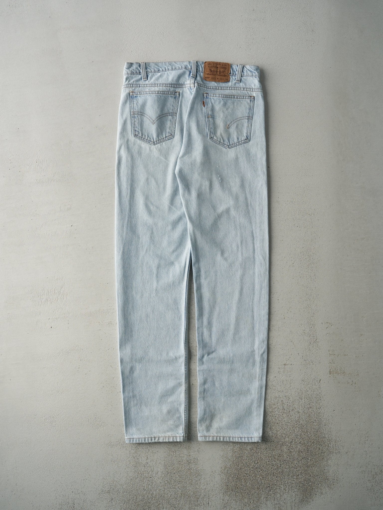 Vintage 90s Light Light Wash Levi's 505 Orange Tab Jeans (32x33) - Image 2
