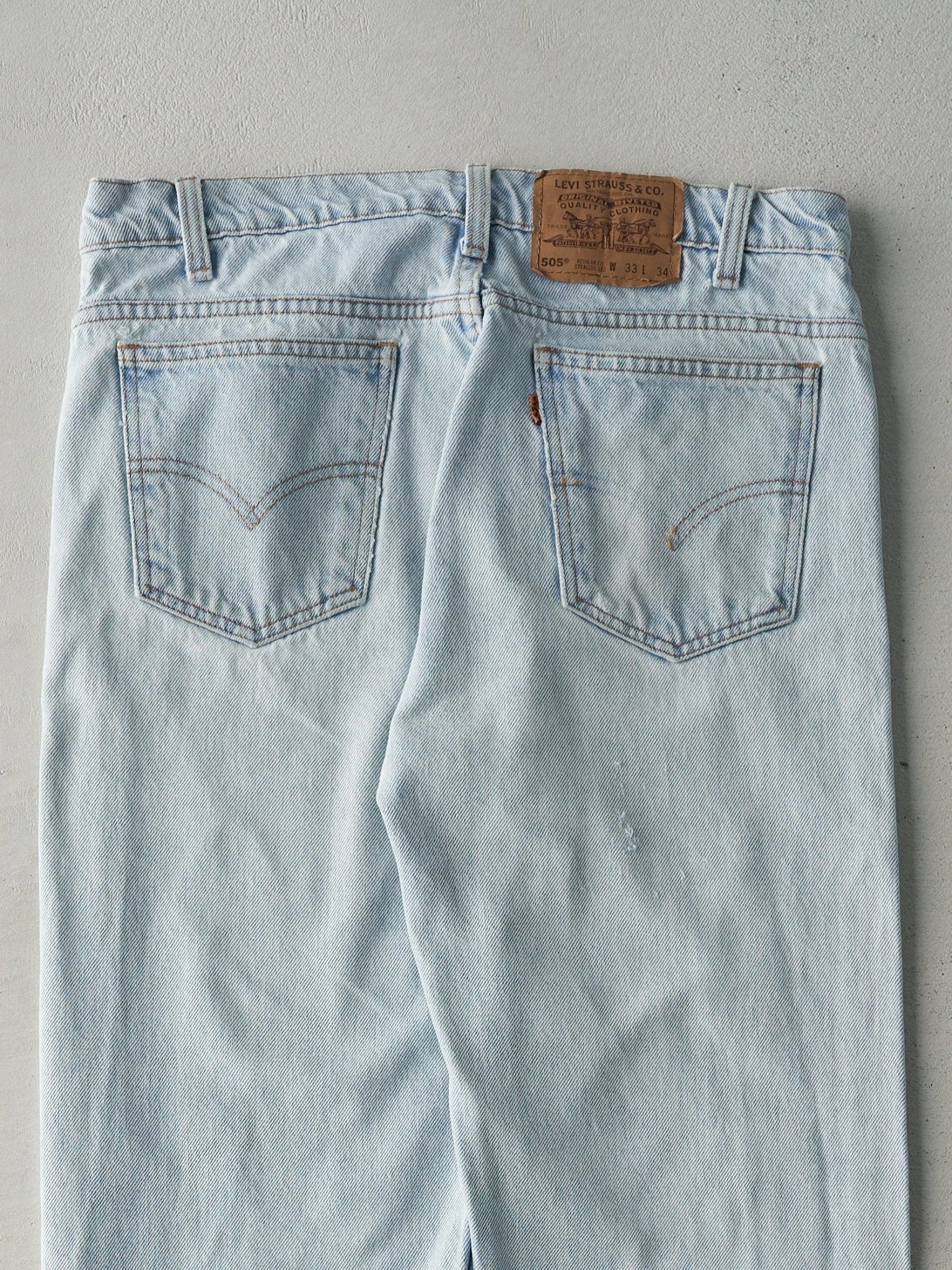 Vintage 90s Light Light Wash Levi's 505 Orange Tab Jeans (32x33) - Image 4
