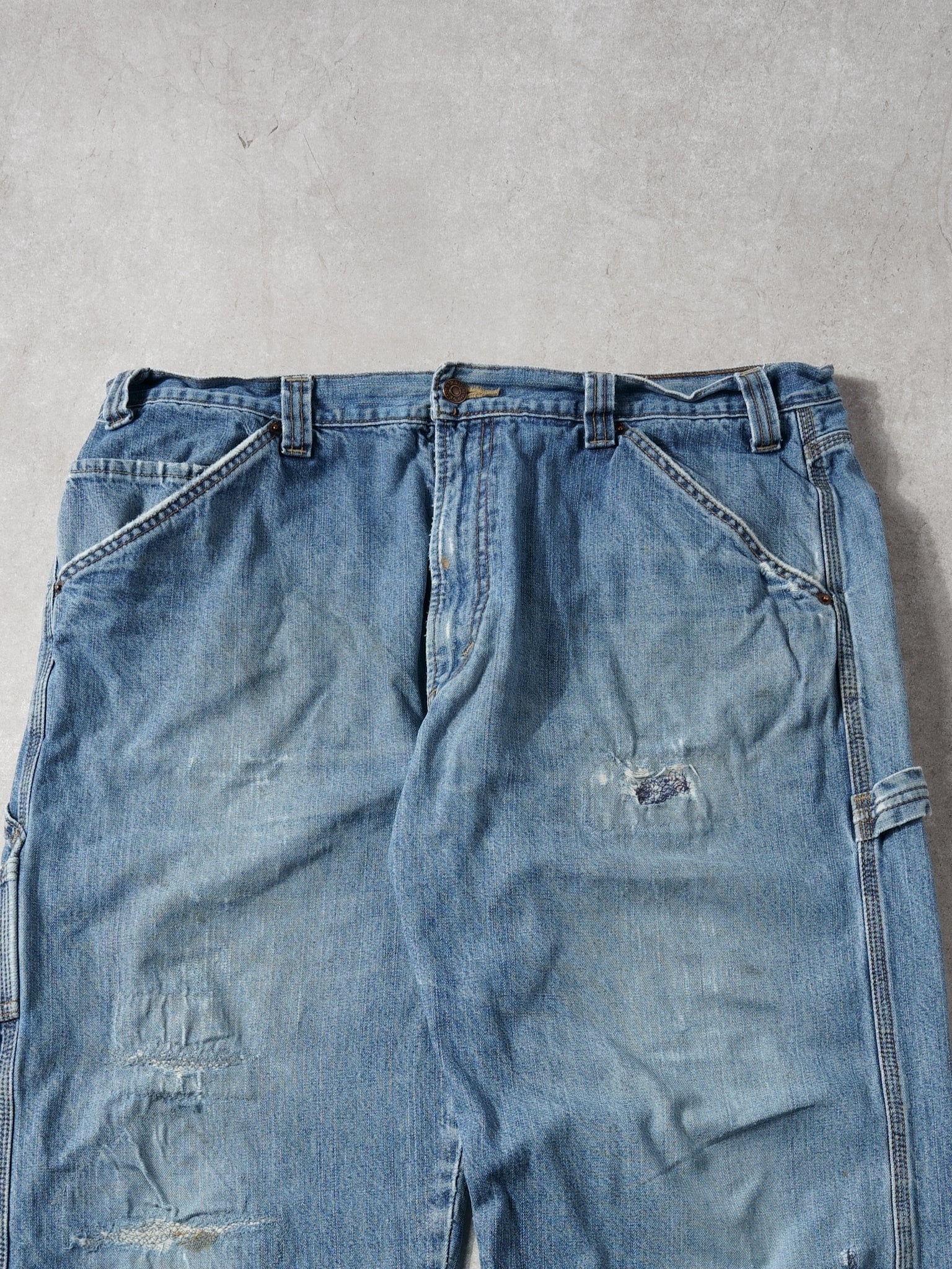 Vintage 90s Light Wash Blue Levi's Denim Carpenter Pants (38x32) - Image 3