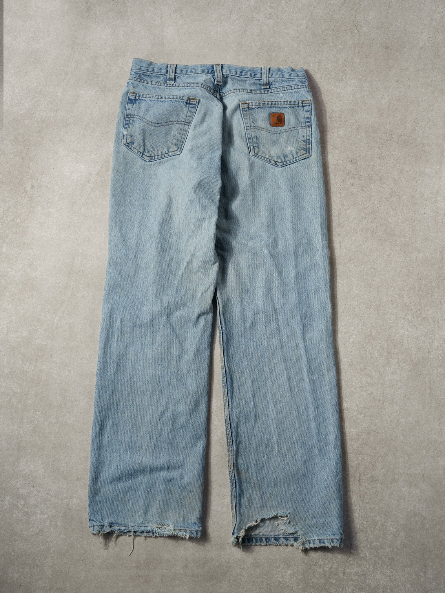 Vintage 90s Light Wash Carhartt Denim Jeans (34x32) - Image 2