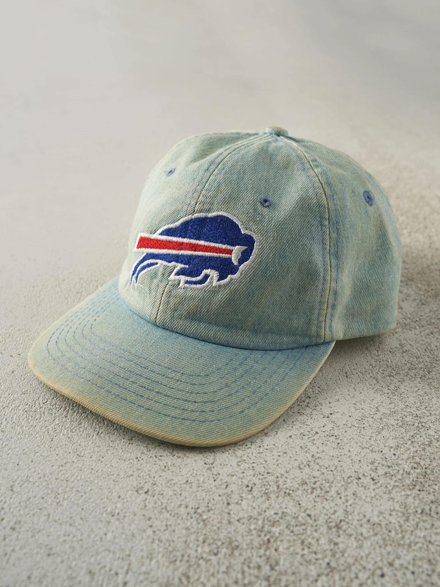 Vintage 90s Light Wash Denim Buffalo Bills Strapback Hat - Image 2