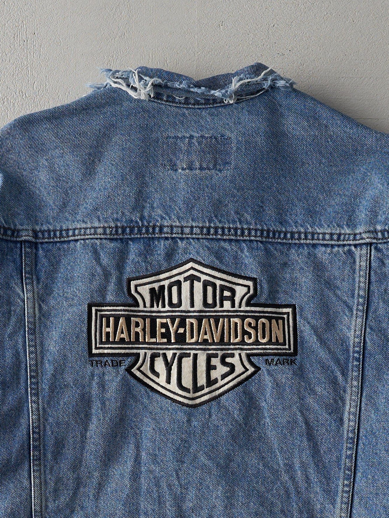 Vintage 90s Light Wash Harley Davidson Denim Jacket (L) - Image 4