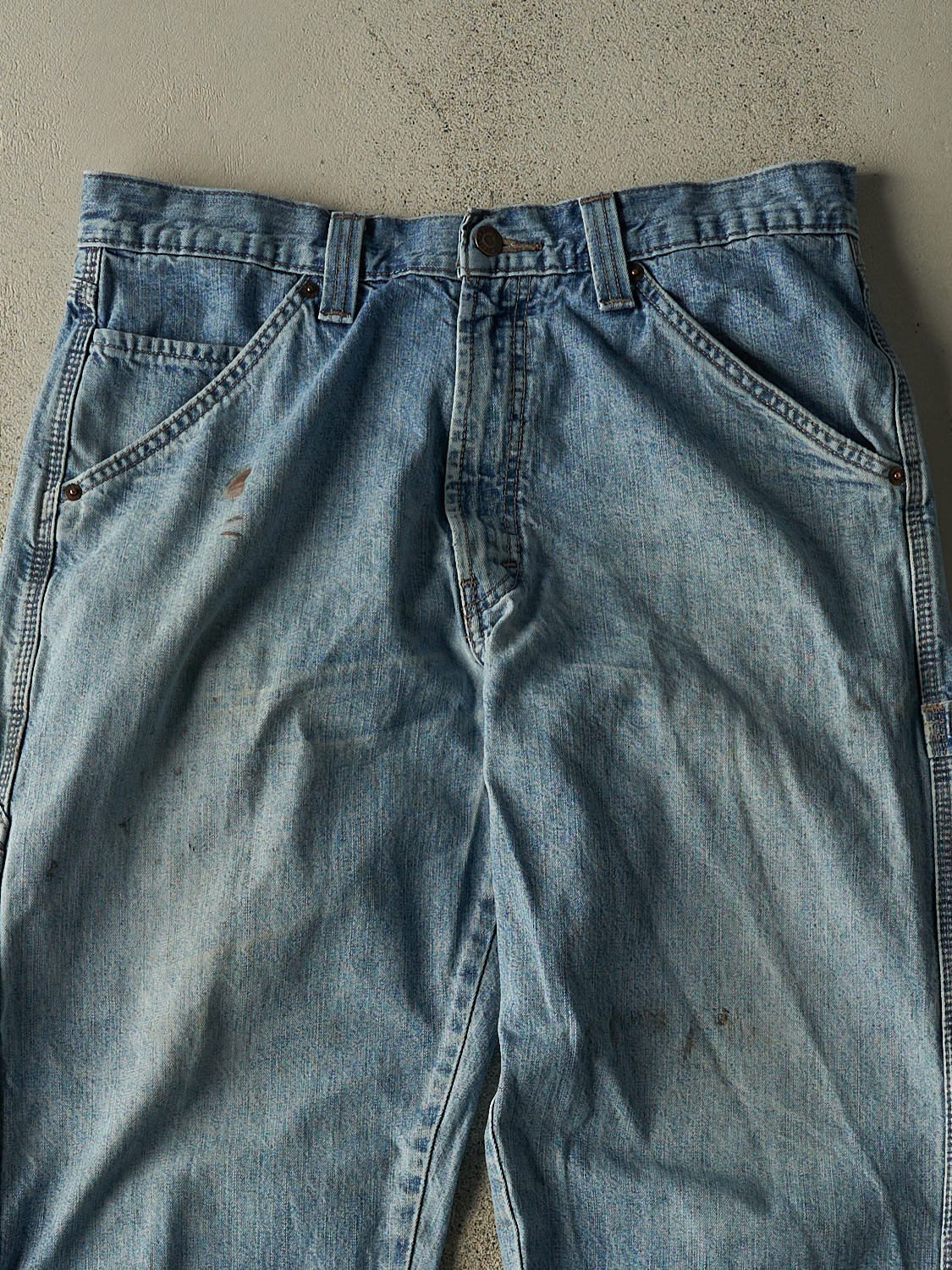 Vintage 90s Light Wash Levi's Carpenter Jeans (34x33) - Image 4