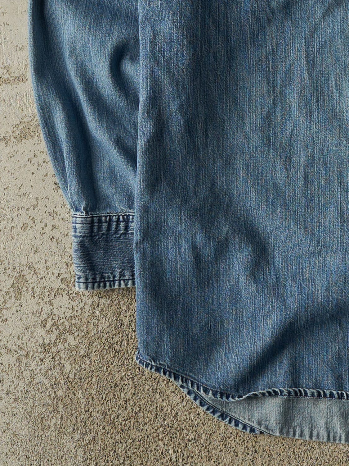 Vintage 90s Light Wash Nevada Denim Button Up Long Sleeve (L/XL) - Image 3