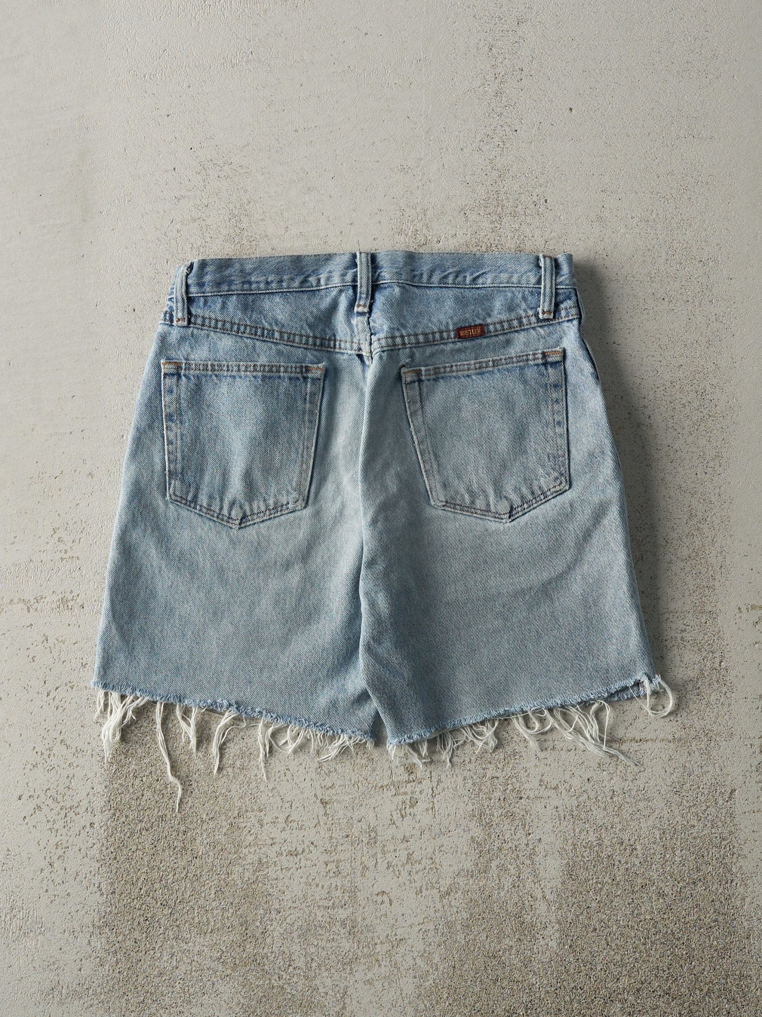 Vintage 90s Light Wash Rustler Cut Off Jean Shorts (30x6) - Image 2