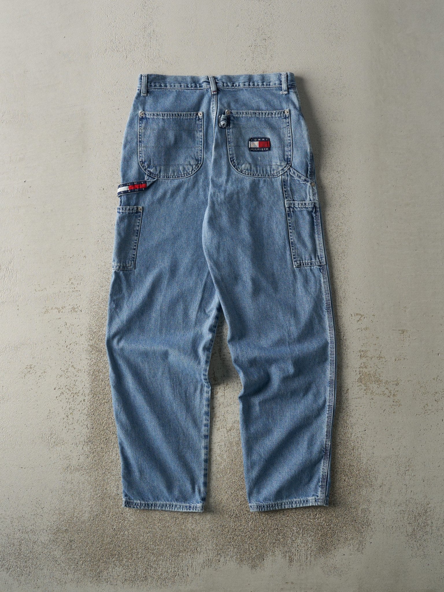 Vintage 90s Light Wash Tommy Hilfiger Carpenter Jeans (28x29) - Image 2