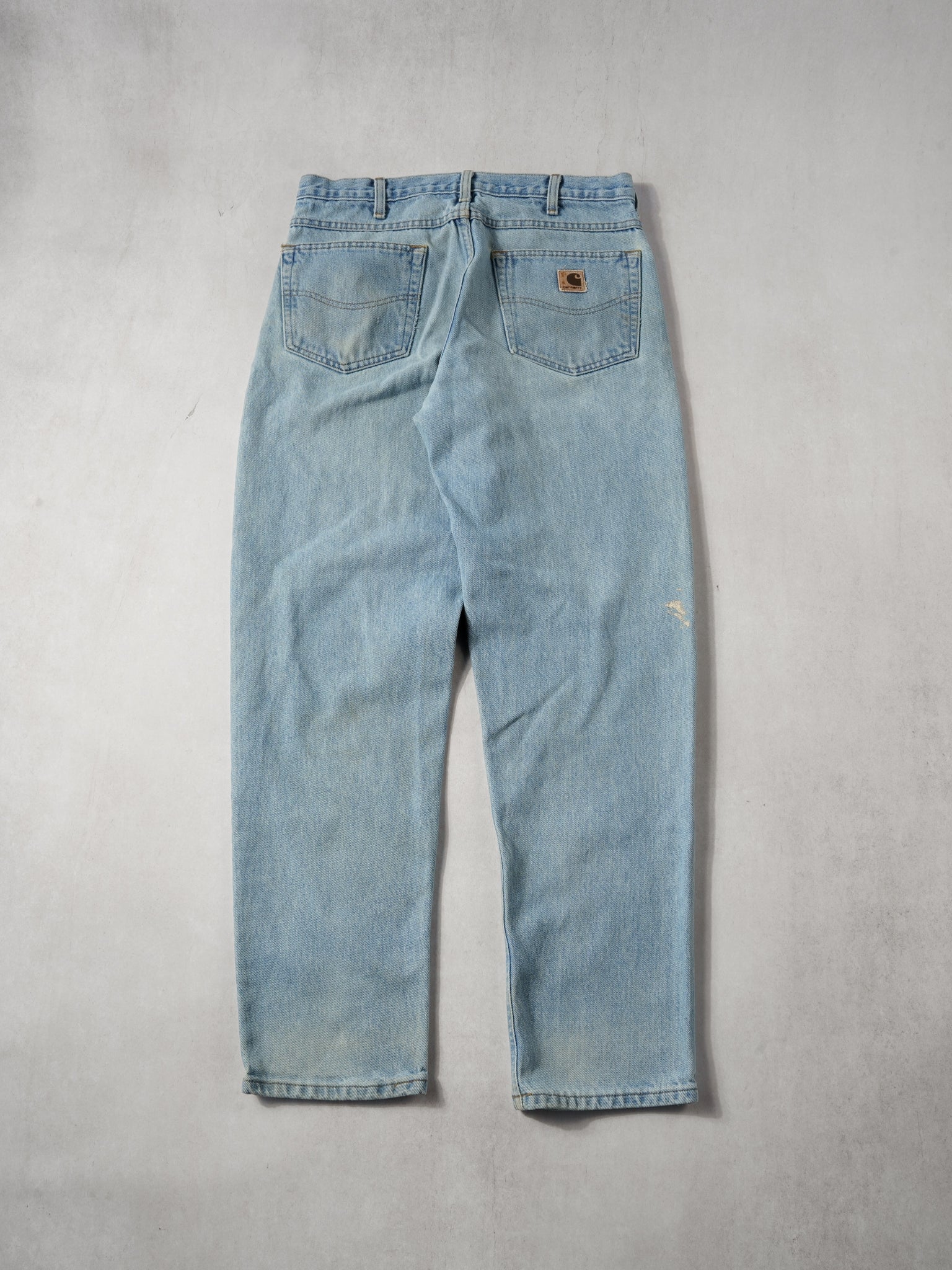 Vintage 90s Light Washed Blue Carhartt Denim Jeans (32x32) - Image 2