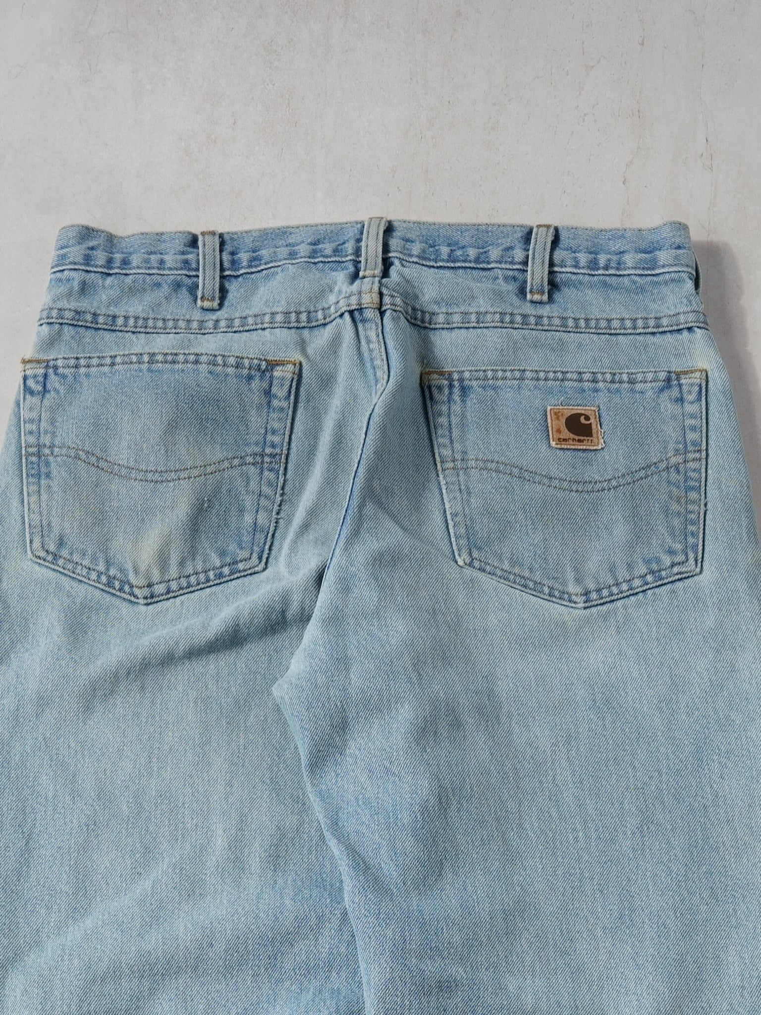 Vintage 90s Light Washed Blue Carhartt Denim Jeans (32x32) - Image 4