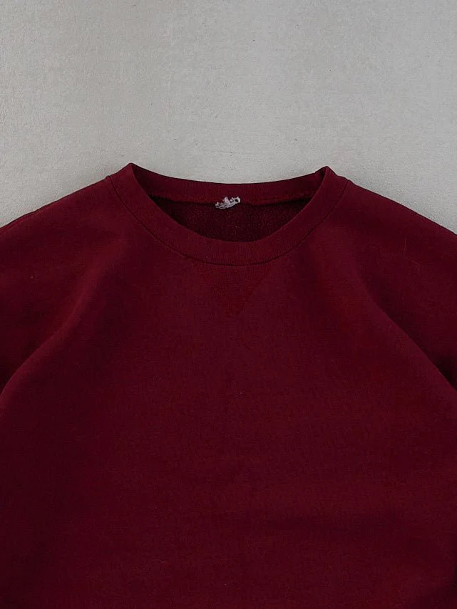 Vintage 90s Maroon Russell Athletics Cropped Blank Crewneck (M/L) - Image 2