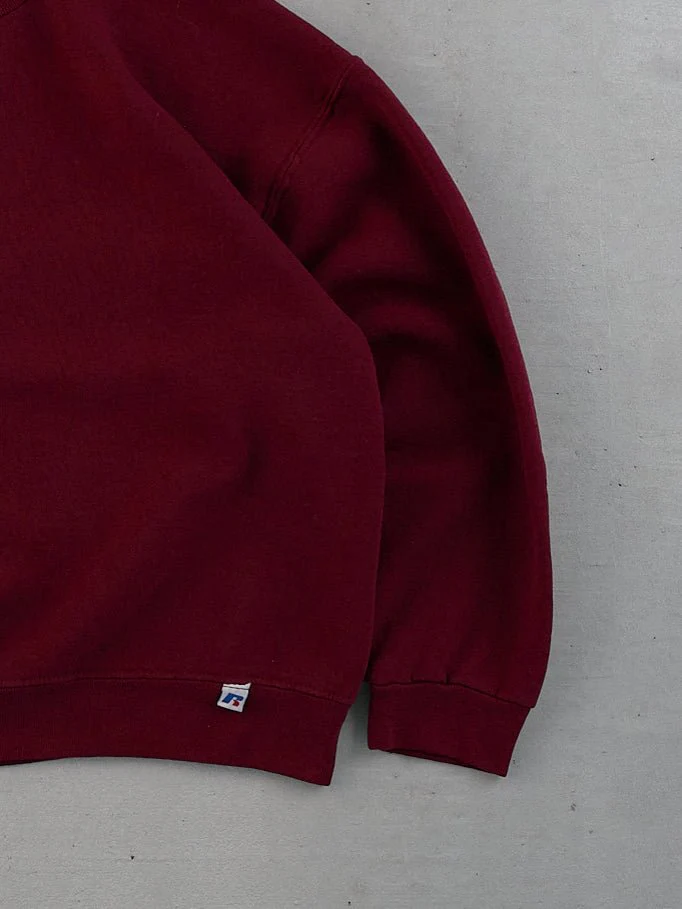 Vintage 90s Maroon Russell Athletics Cropped Blank Crewneck (M/L) - Image 3