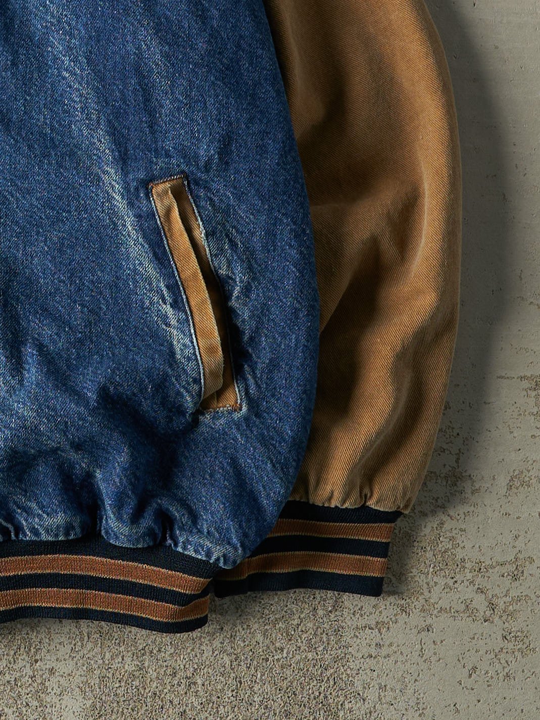 Vintage 90s Mid Wash Team US West Denim Varsity Jacket (L) - Image 3