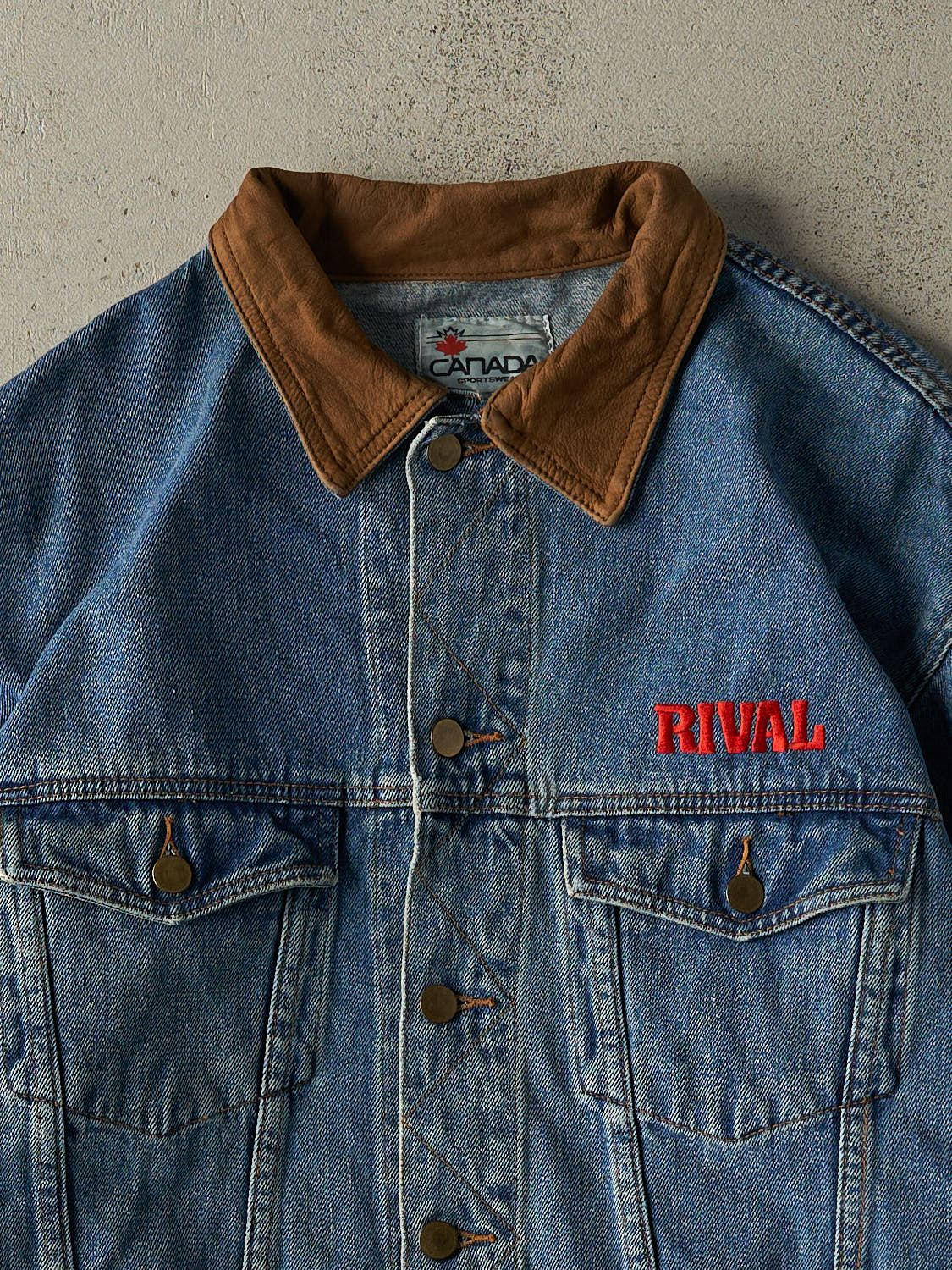 Vintage 90s Mid Wash Embroidered Denim Jacket (M/L) - Image 2