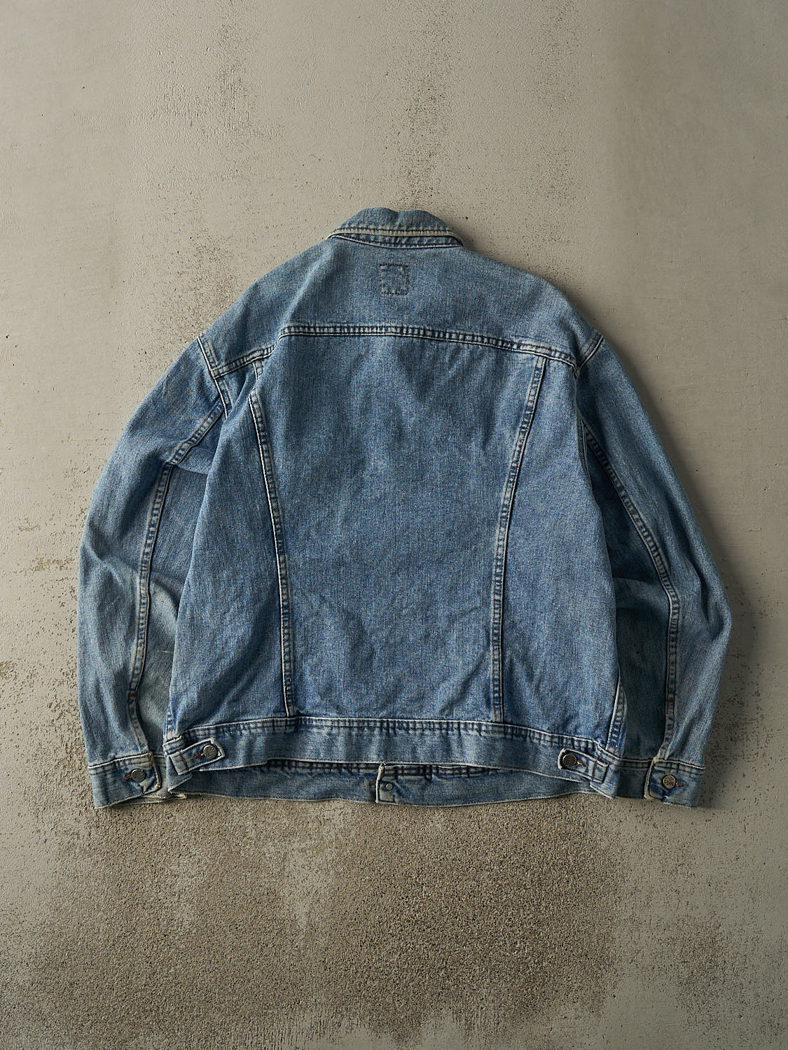 Vintage 90s Mid Wash Lee Riveted Jean Jacket (XL) - Image 3