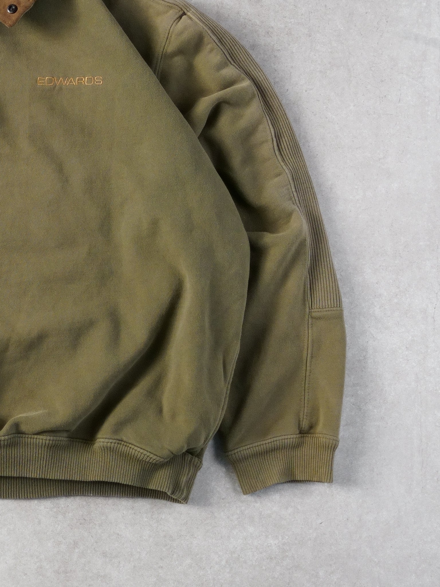 Vintage 90s Moss Green Edwards Antiqua Collared Button Up (L/XL) - Image 3