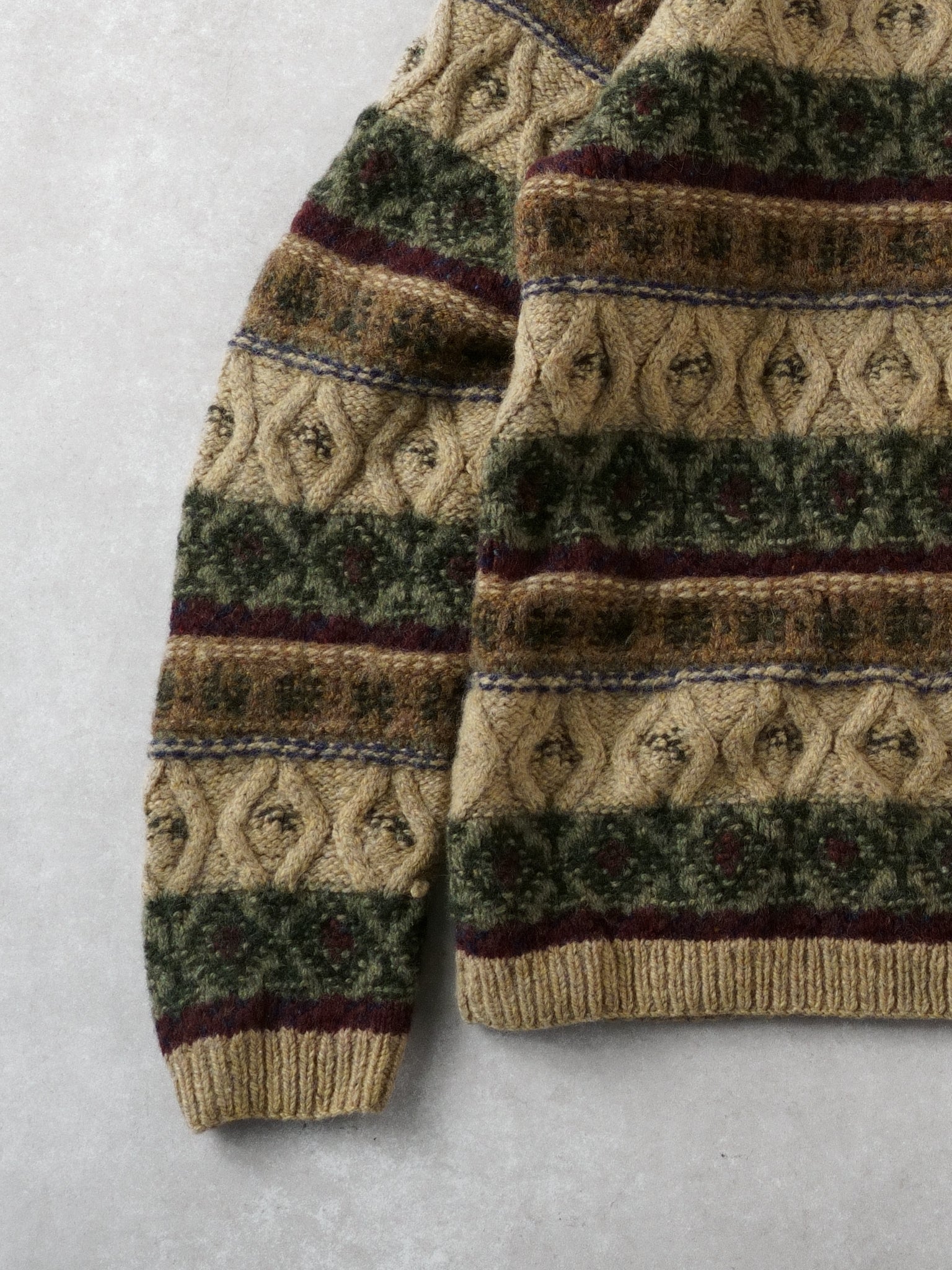 Vintage 90s Multi Colour LL Bean Patterned Wool Sweater (L) - Image 3