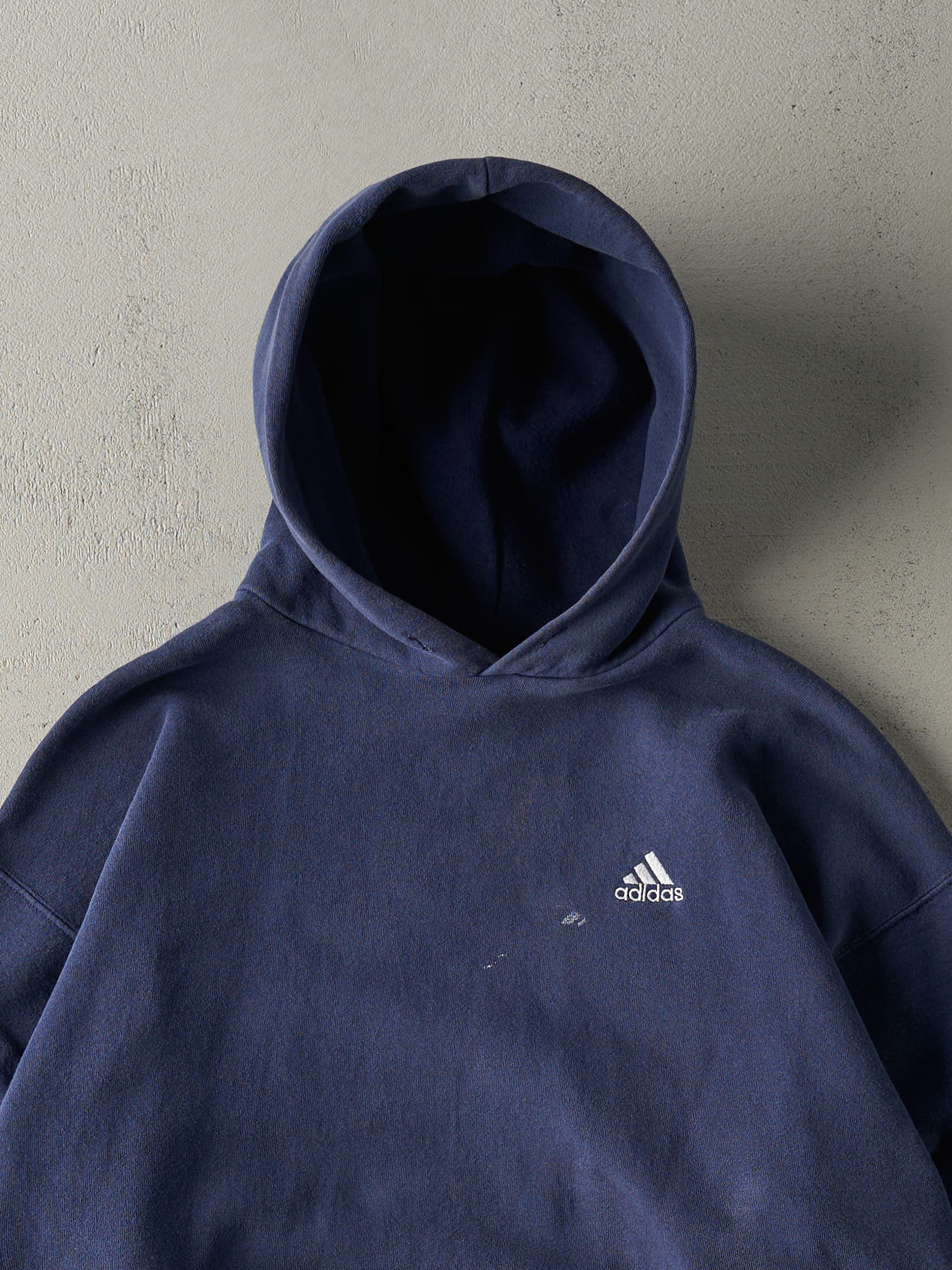 Vintage 90s Navy Blue Adidas Embroidered Logo Hoodie (L) - Image 3
