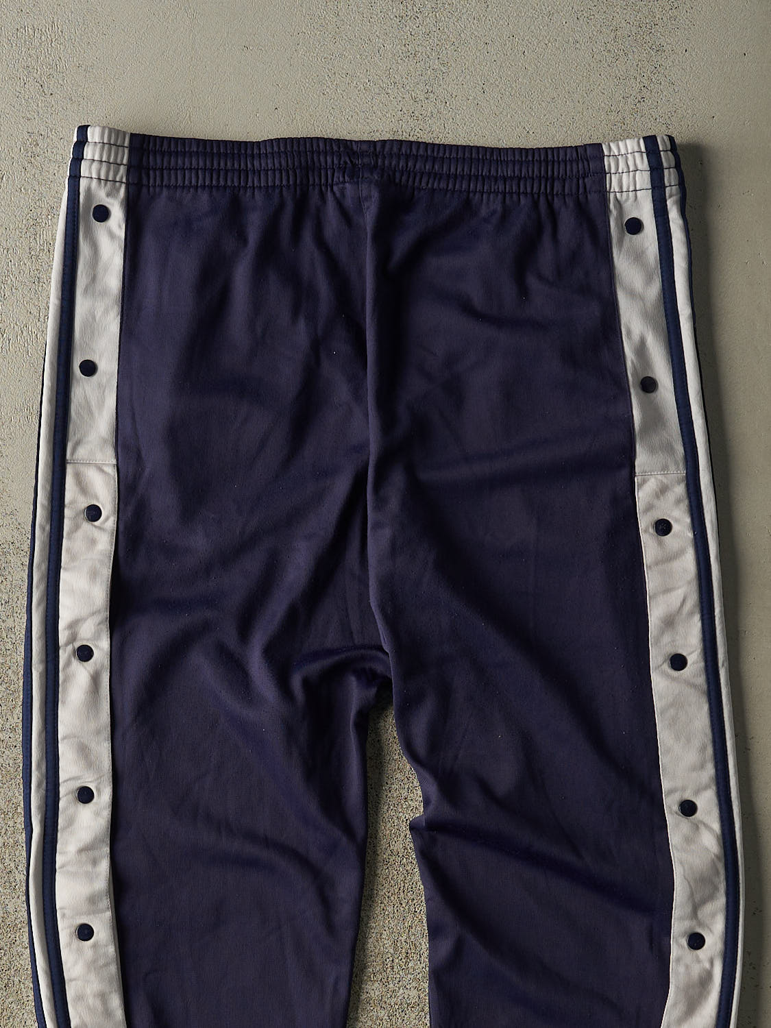 Vintage 90s Navy Blue Adidas Embroidered Striped Tear Away Track Pants (36x30) - Image 4