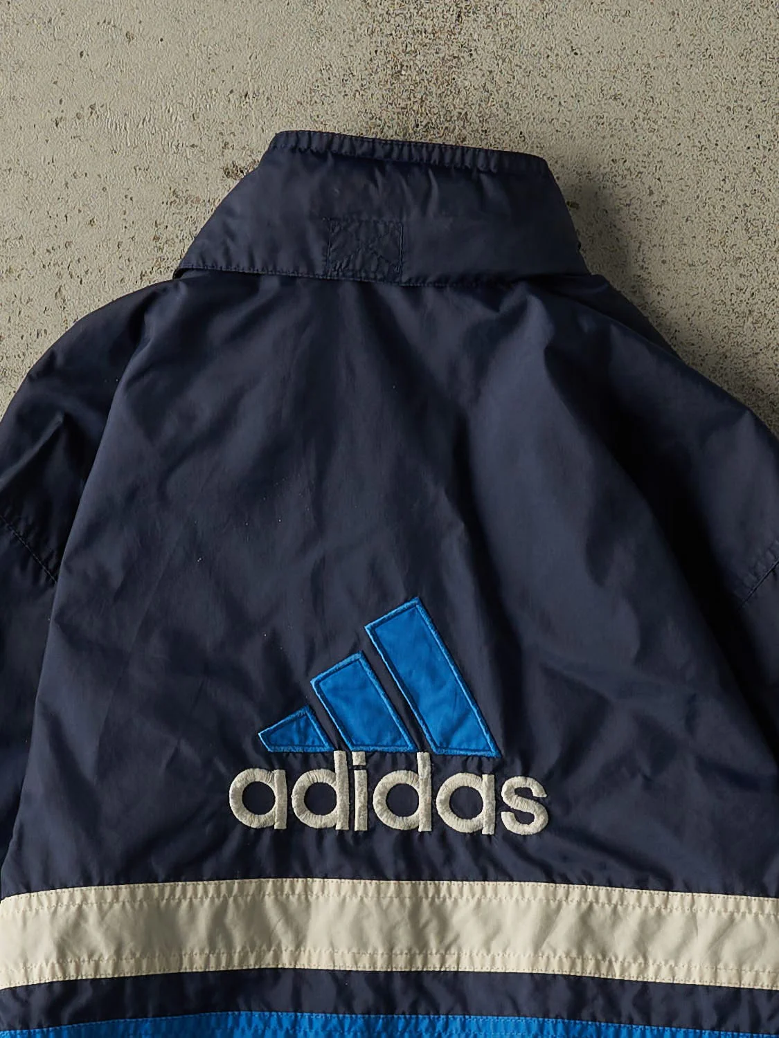 Vintage 90s Navy Blue Adidas Embroidered Windbreaker Jacket (XXS) - Image 4