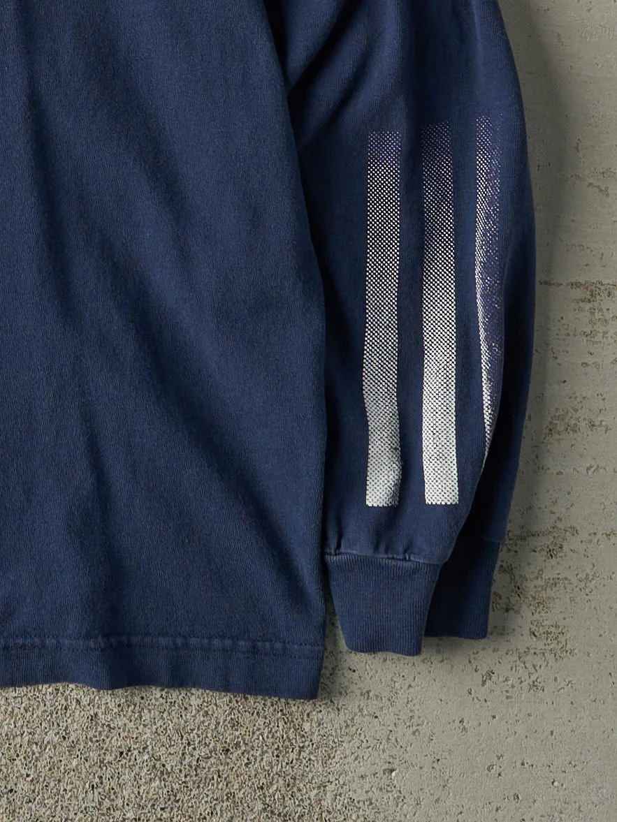 Vintage 90s Navy Blue Adidas Long Sleeve (L) - Image 3