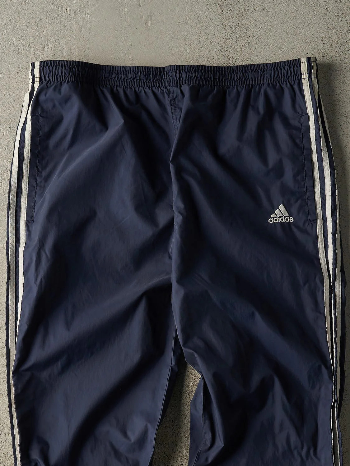 Vintage 90s Navy Blue Adidas Striped Track Pants (36x31) - Image 3