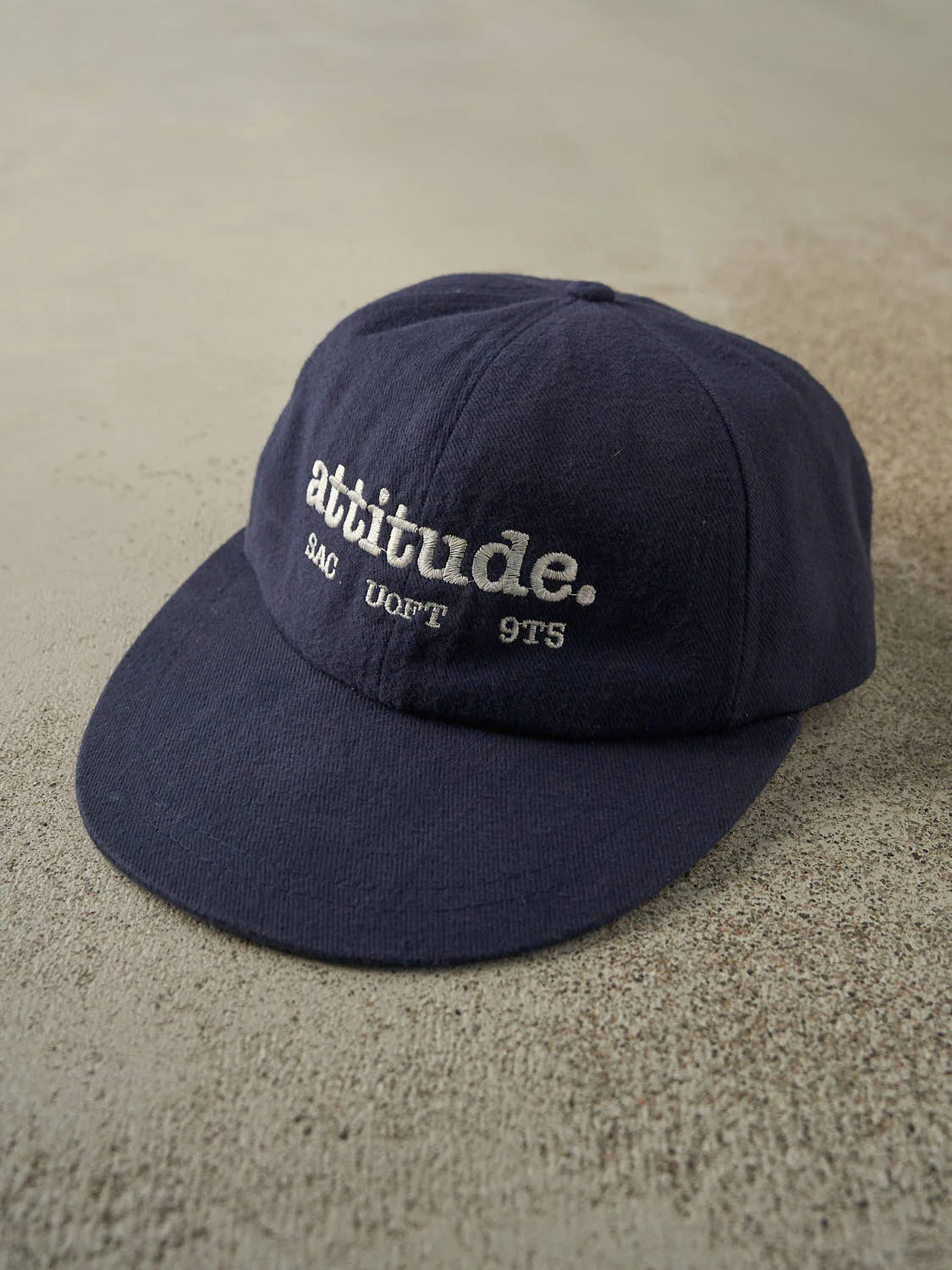 Vintage 90s Navy Blue Attitude U of T Leather Strapback (O/S) - Image 2