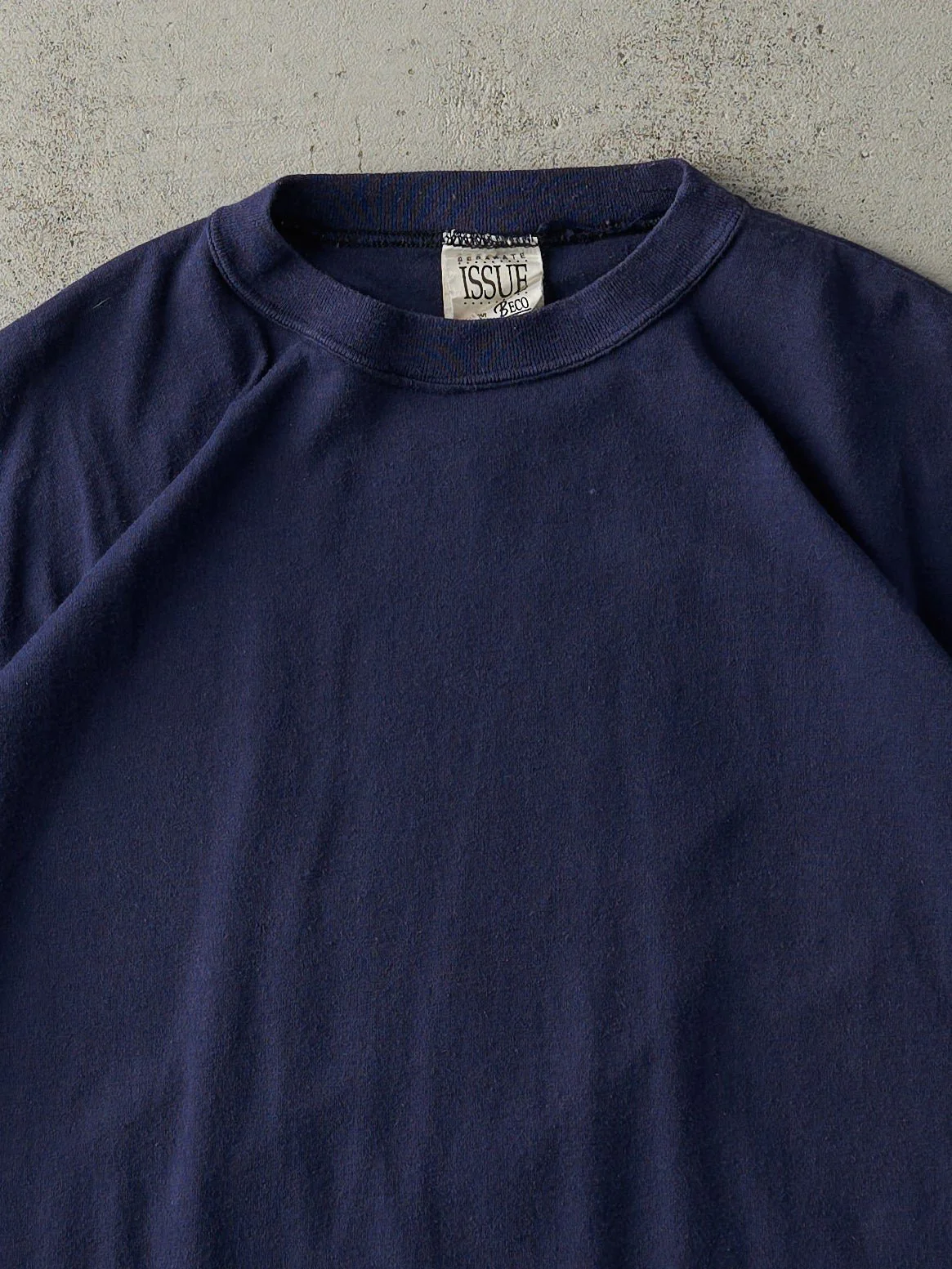 Vintage 90s Navy Blue Blank Boxy Tee (L) - Image 2