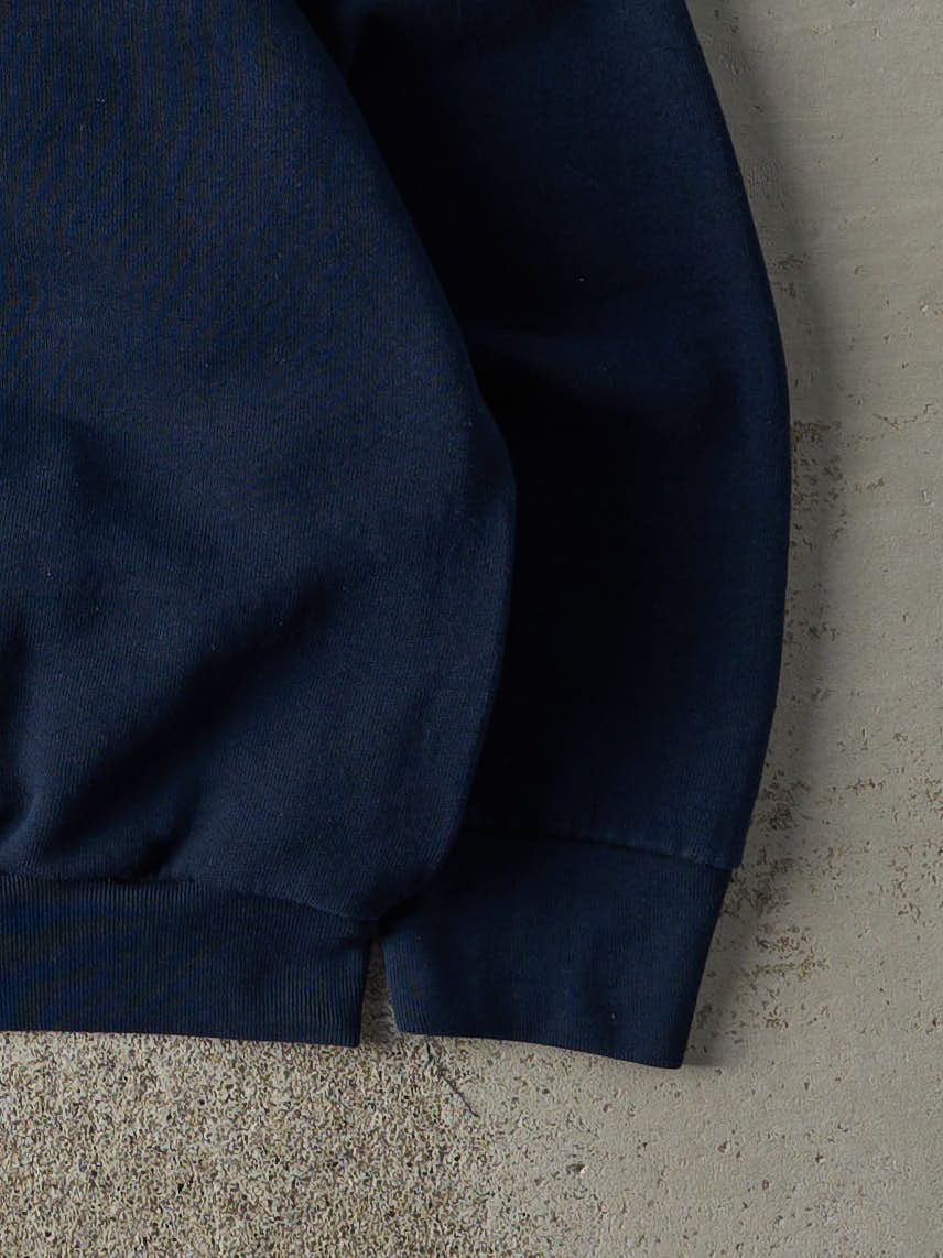 Vintage 90s Navy Blue Blank Crewneck (L) - Image 3
