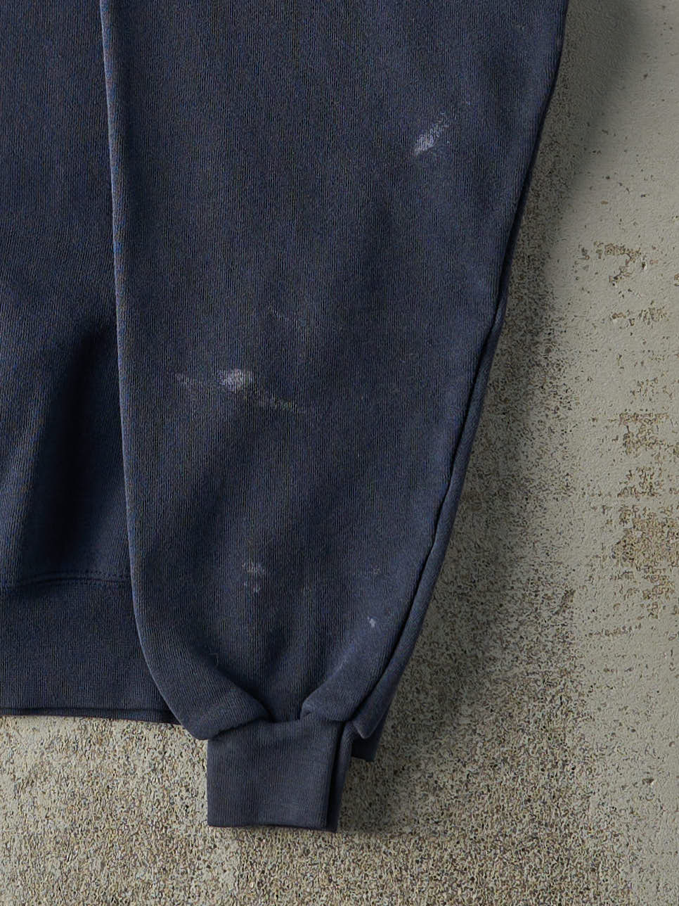 Vintage 90s Navy Blue Blank Crewneck (L) - Image 3