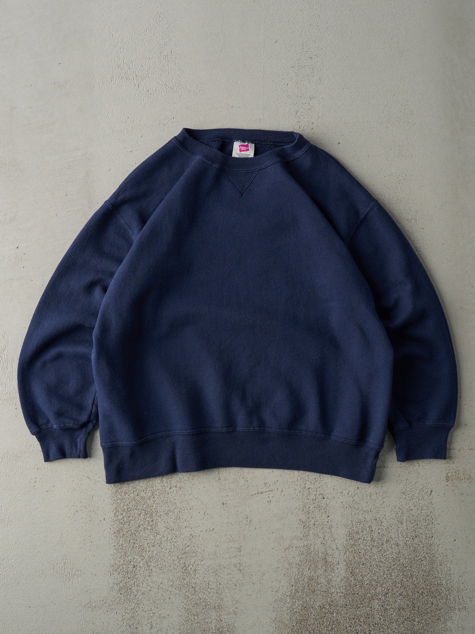 Vintage 90s Navy Blue Blank Crewneck (M)