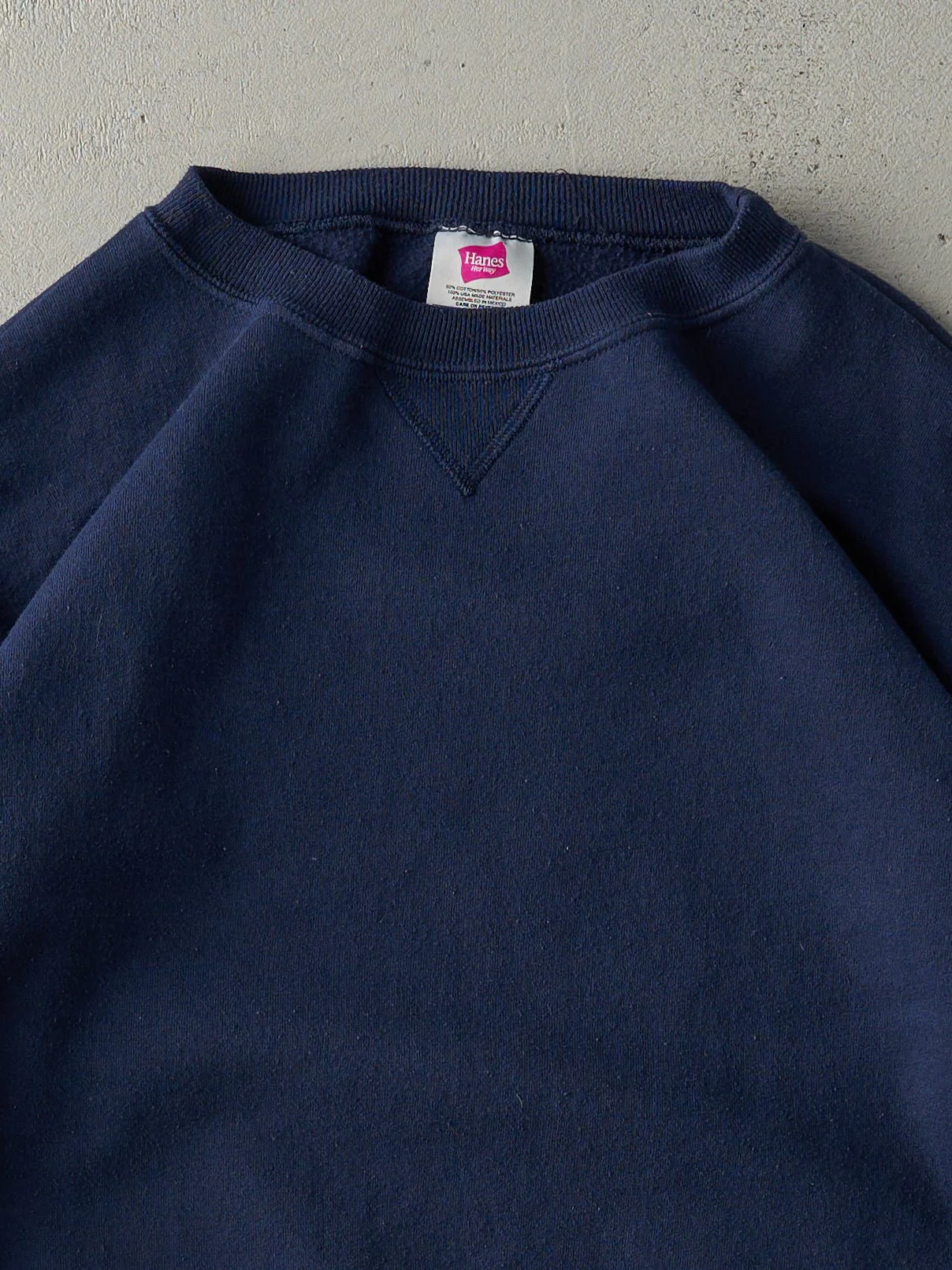 Vintage 90s Navy Blue Blank Crewneck (M) - Image 2