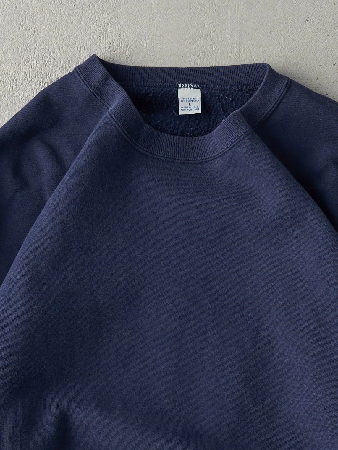 Vintage 90s Navy Blue Blank Crewneck (M) - Image 2