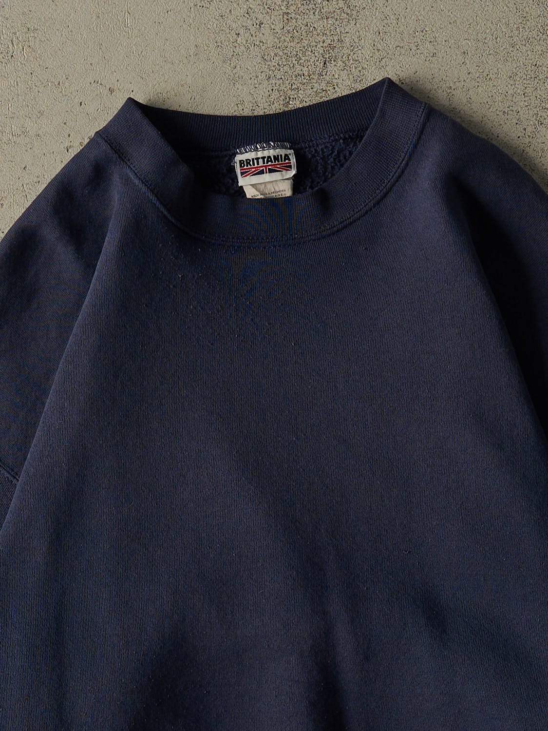 Vintage 90s Navy Blue Blank Crewneck (L/XL) - Image 2