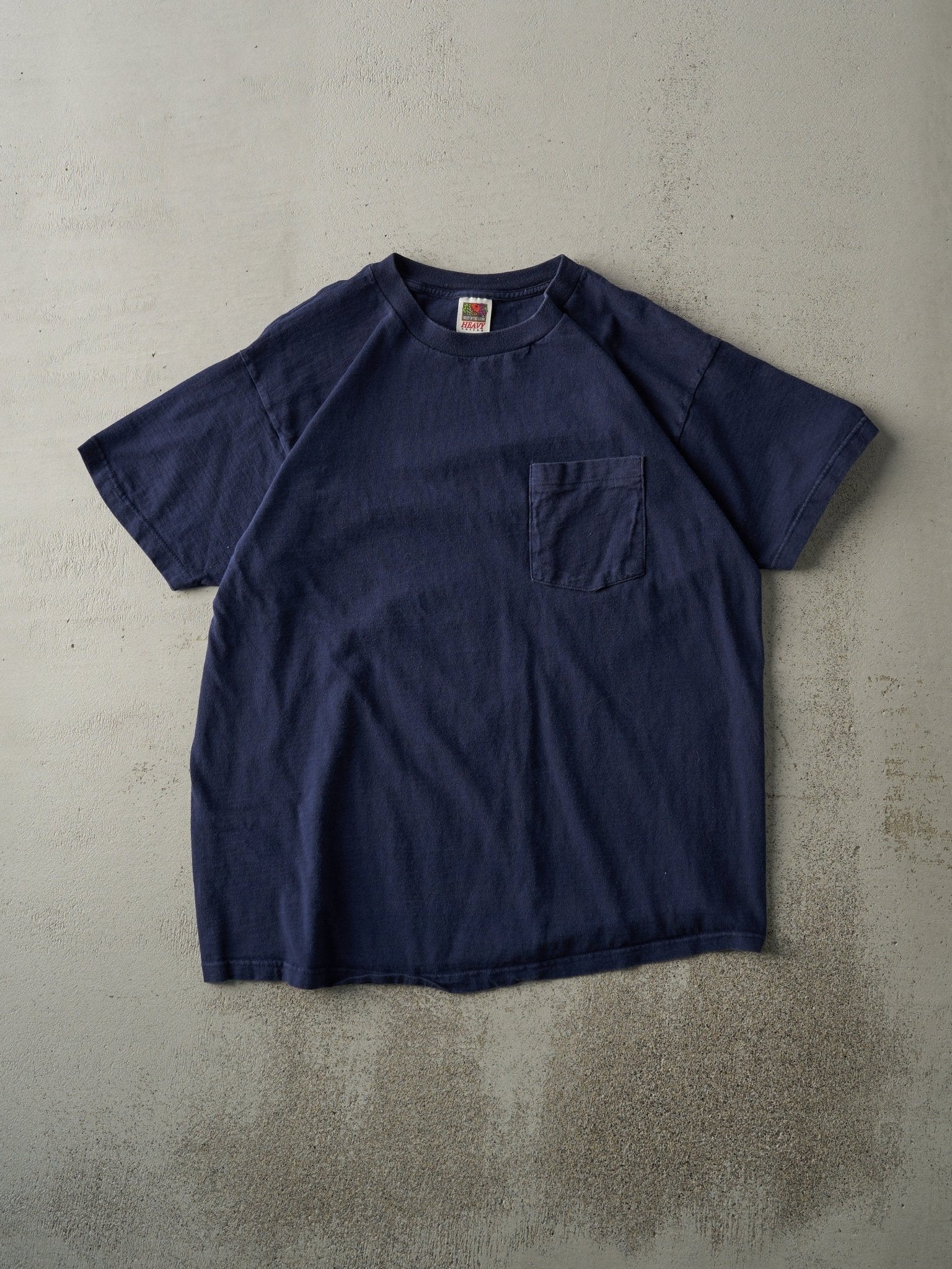 Vintage 90s Navy Blue Blank Pocket Tee (M)