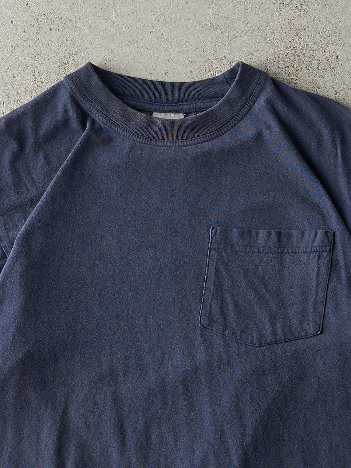 Vintage 90s Navy Blue Blank Pocket Tee (M) - Image 2
