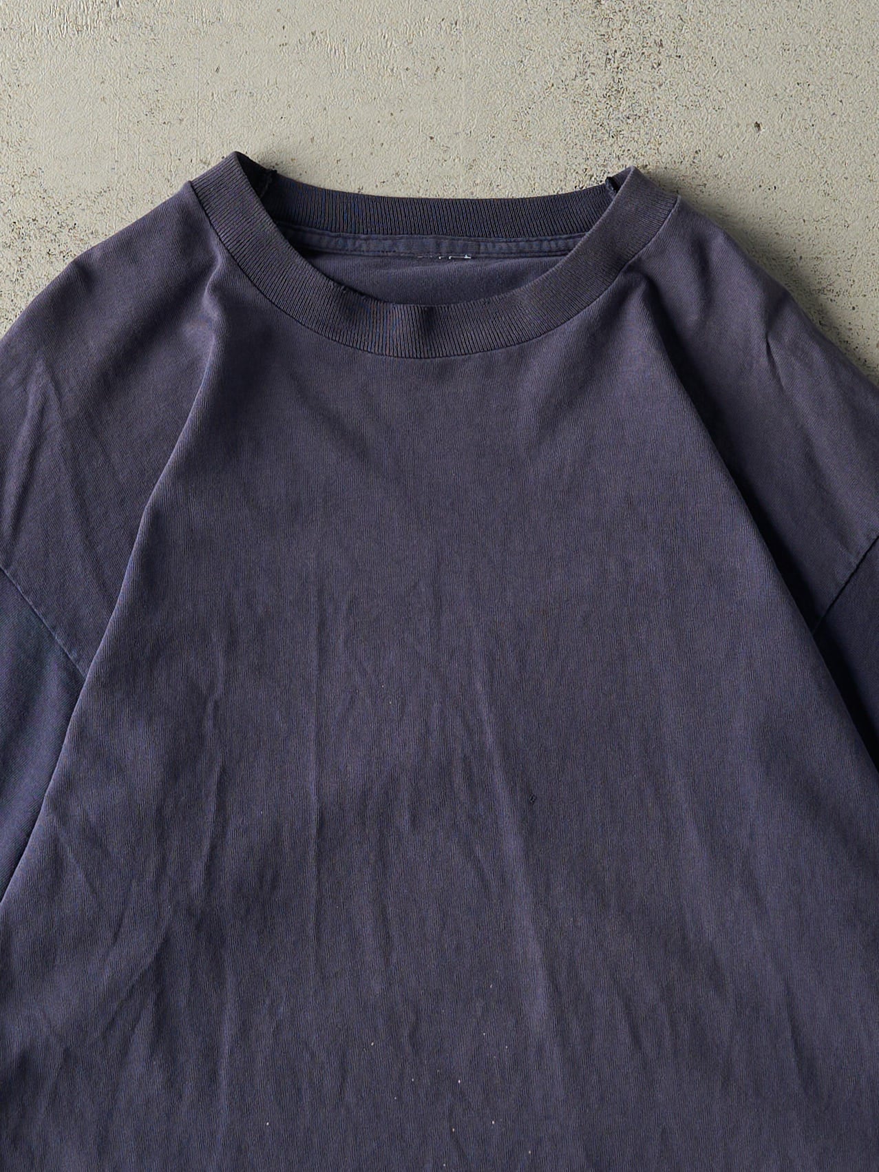 Vintage 90s Navy Blue Blank Single Stitch Tee (XL) - Image 2