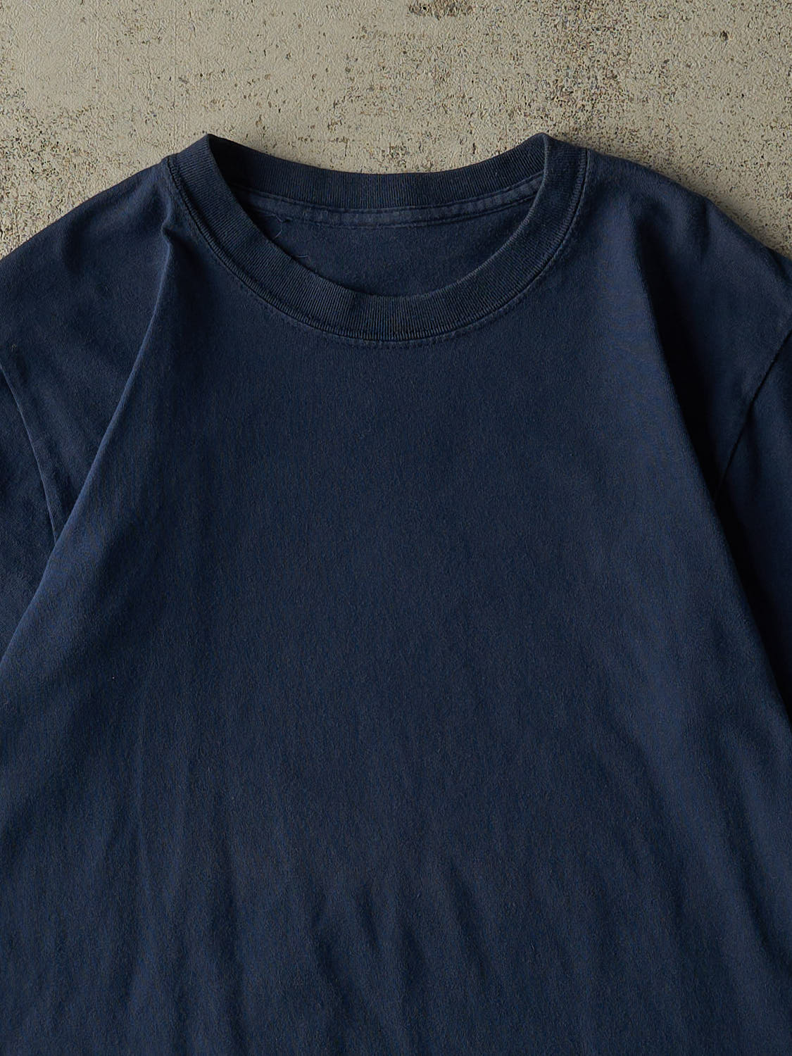 Vintage 90s Navy Blue Blank Tee (S/M) - Image 2