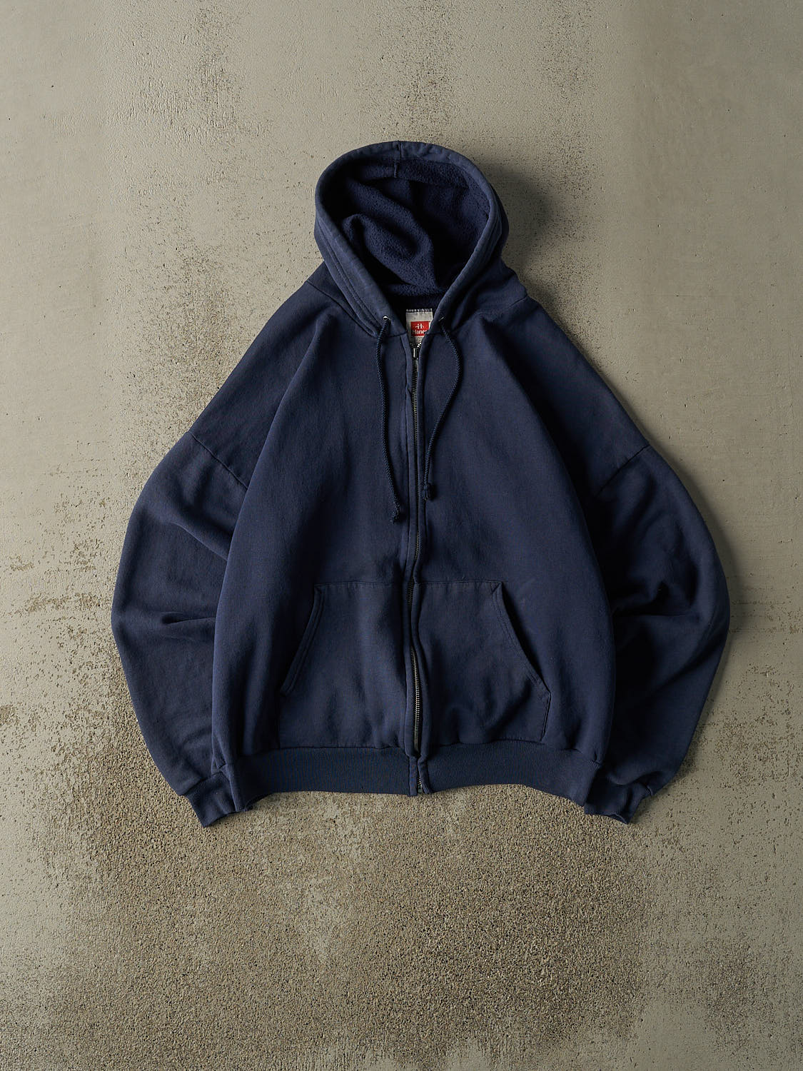 Vintage 90s Navy Blue Blank Zip Up Hoodie (S/M)