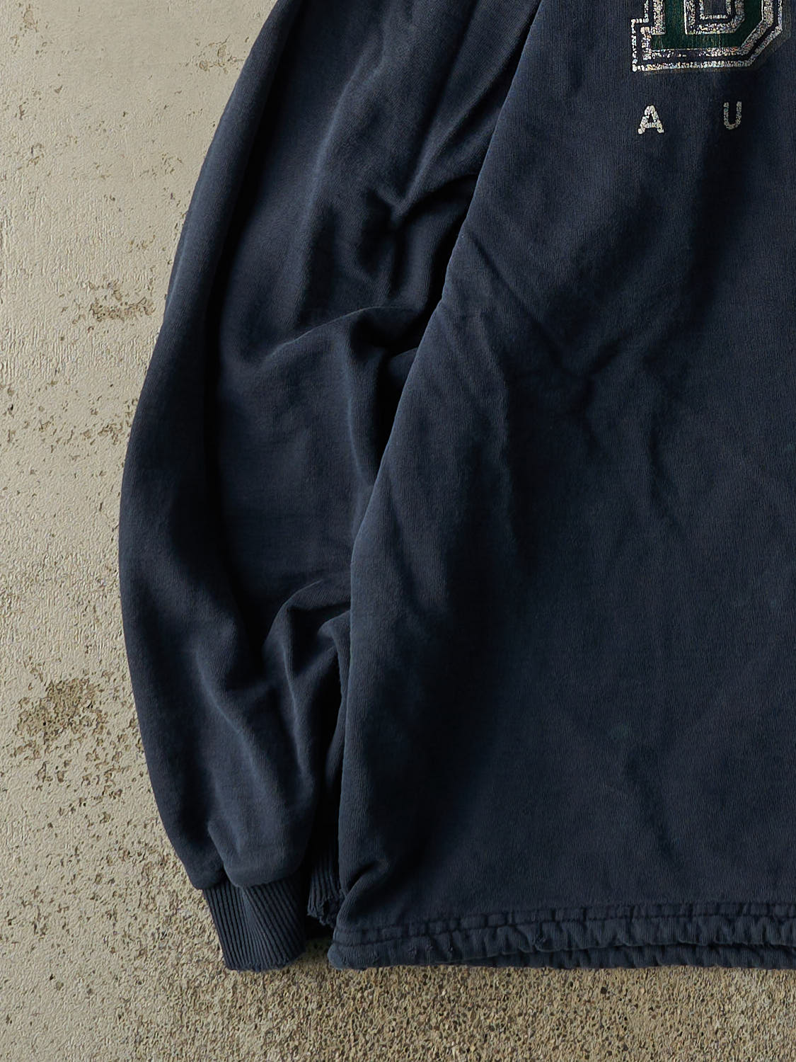Vintage 90s Navy Blue Boca Quarter Zip Hoodie (L/XL) - Image 3