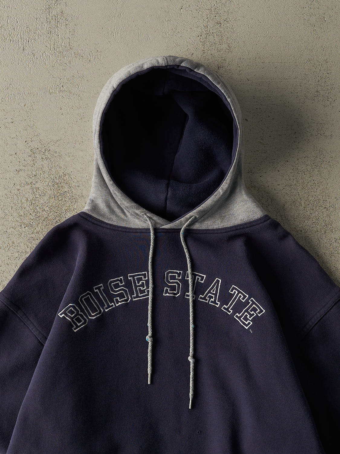 Vintage 90s Navy Blue Boise State University Embroidered Hoodie (L/XL) - Image 2
