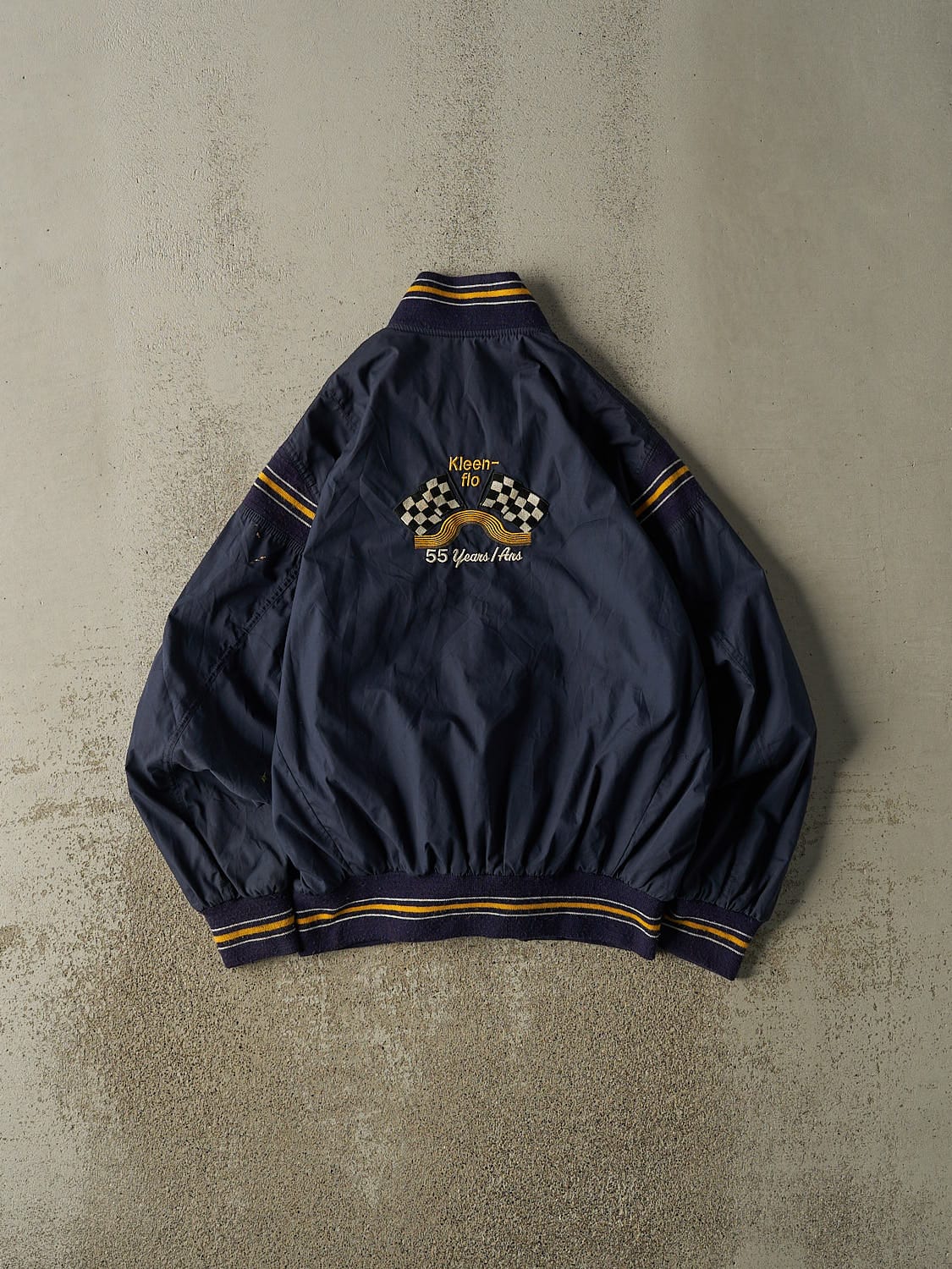 Vintage 90s Navy Blue Bomber Embroidered Jacket (M/L) - Image 2