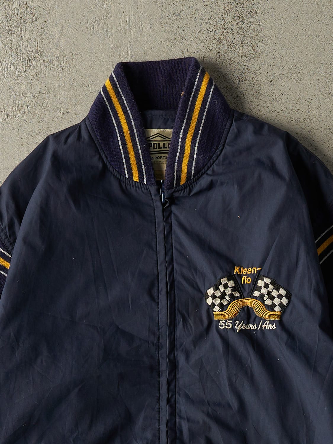 Vintage 90s Navy Blue Bomber Embroidered Jacket (M/L) - Image 3