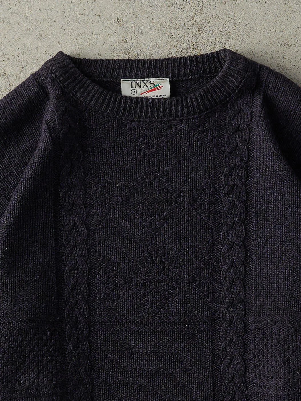 Vintage 90s Navy Blue Box Patterned Knit Pullover (M/L) - Image 2