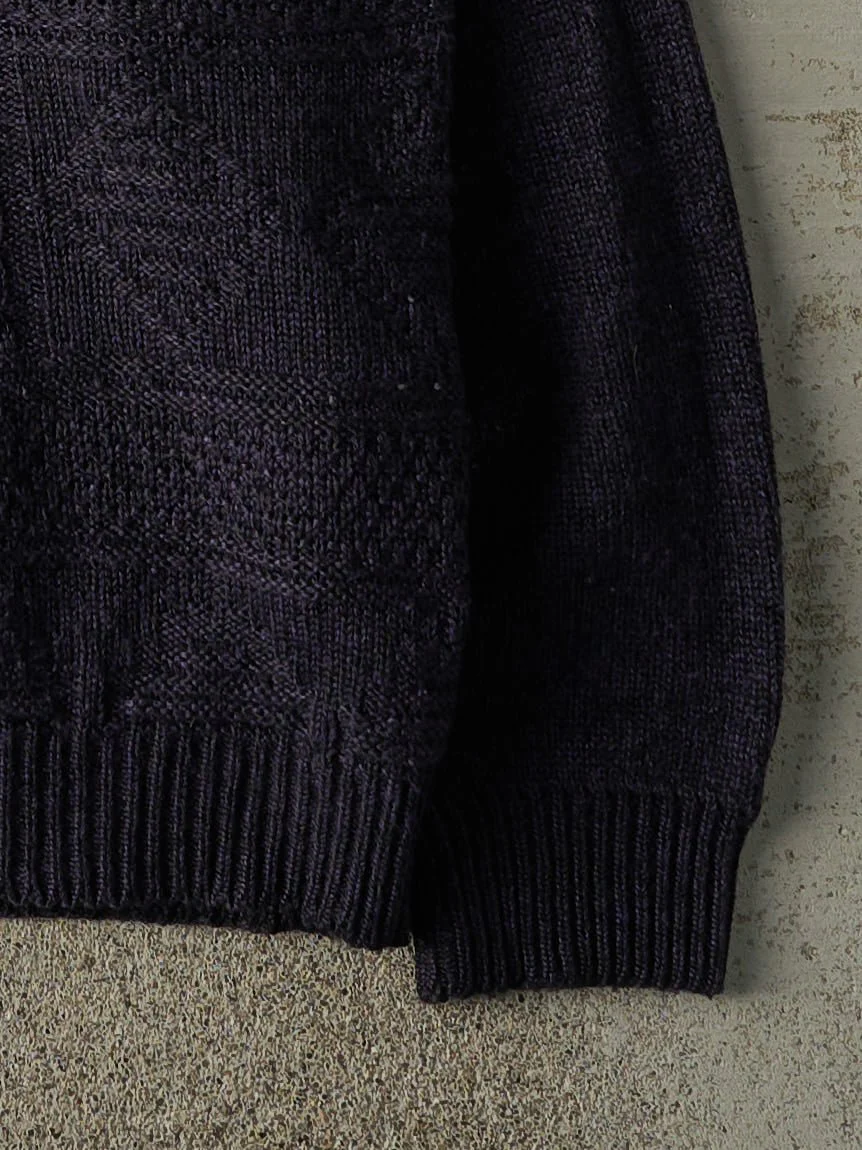 Vintage 90s Navy Blue Box Patterned Knit Pullover (M/L) - Image 3