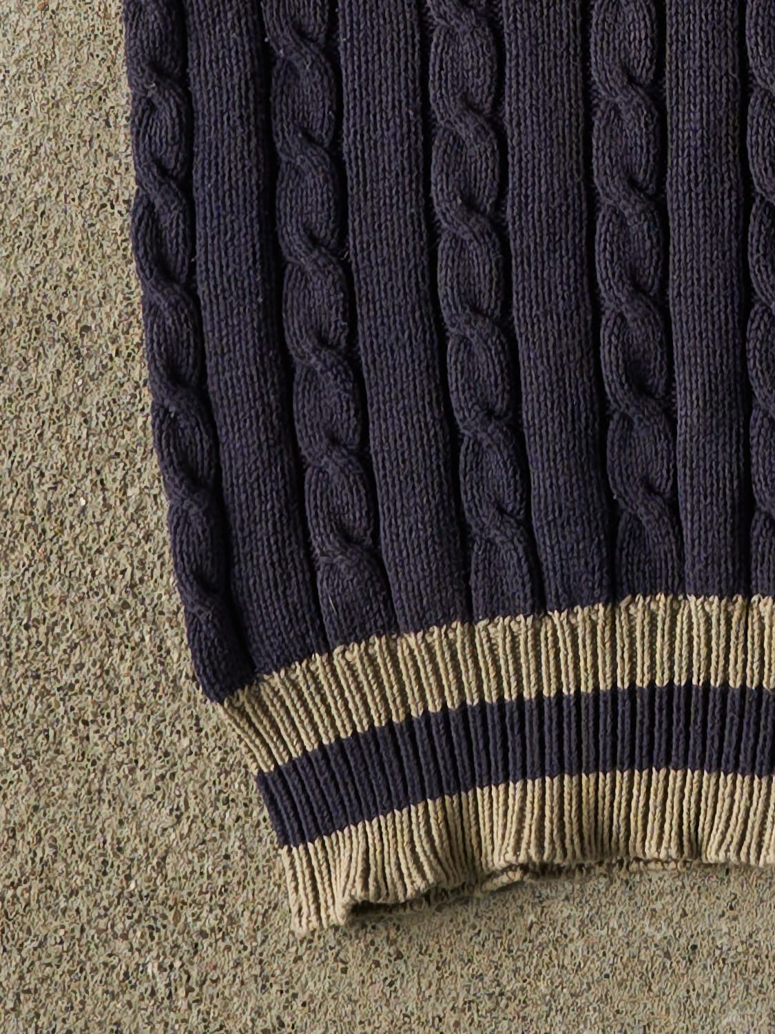 Vintage 90s Navy Blue Cable Knit Sweater Vest (S/M) - Image 3