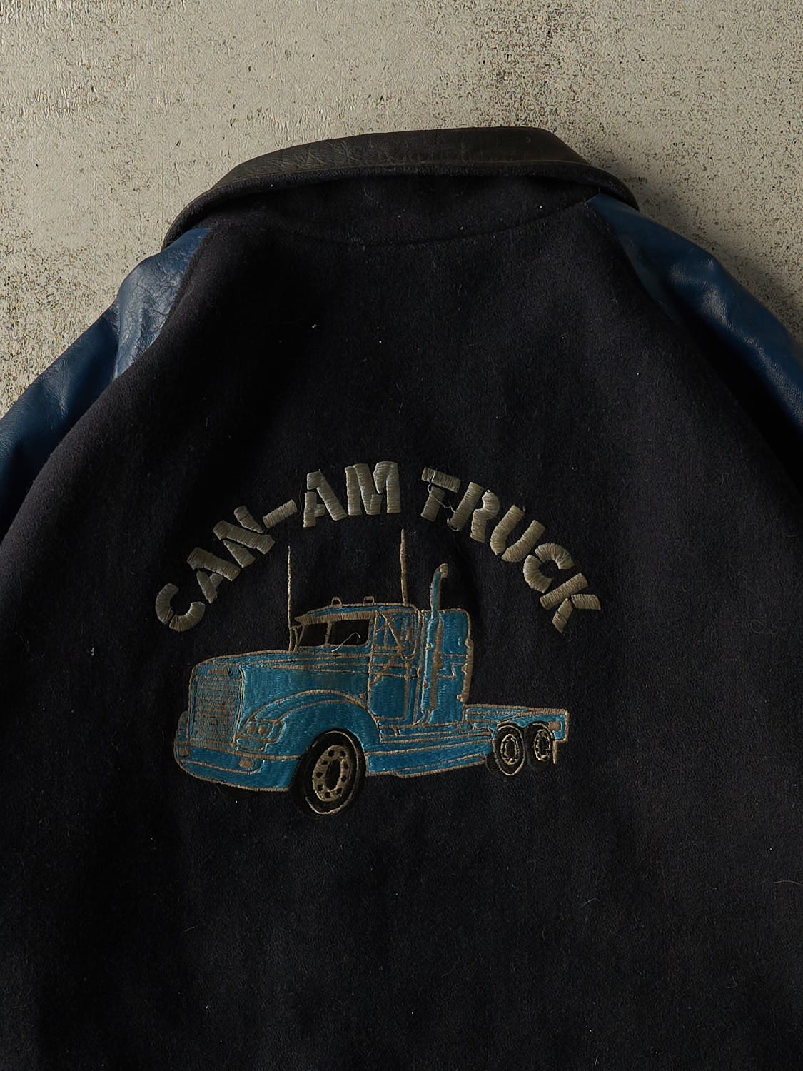 Vintage 80s Navy Blue Can-am Trucks Varsity Jacket (XXL) - Image 4