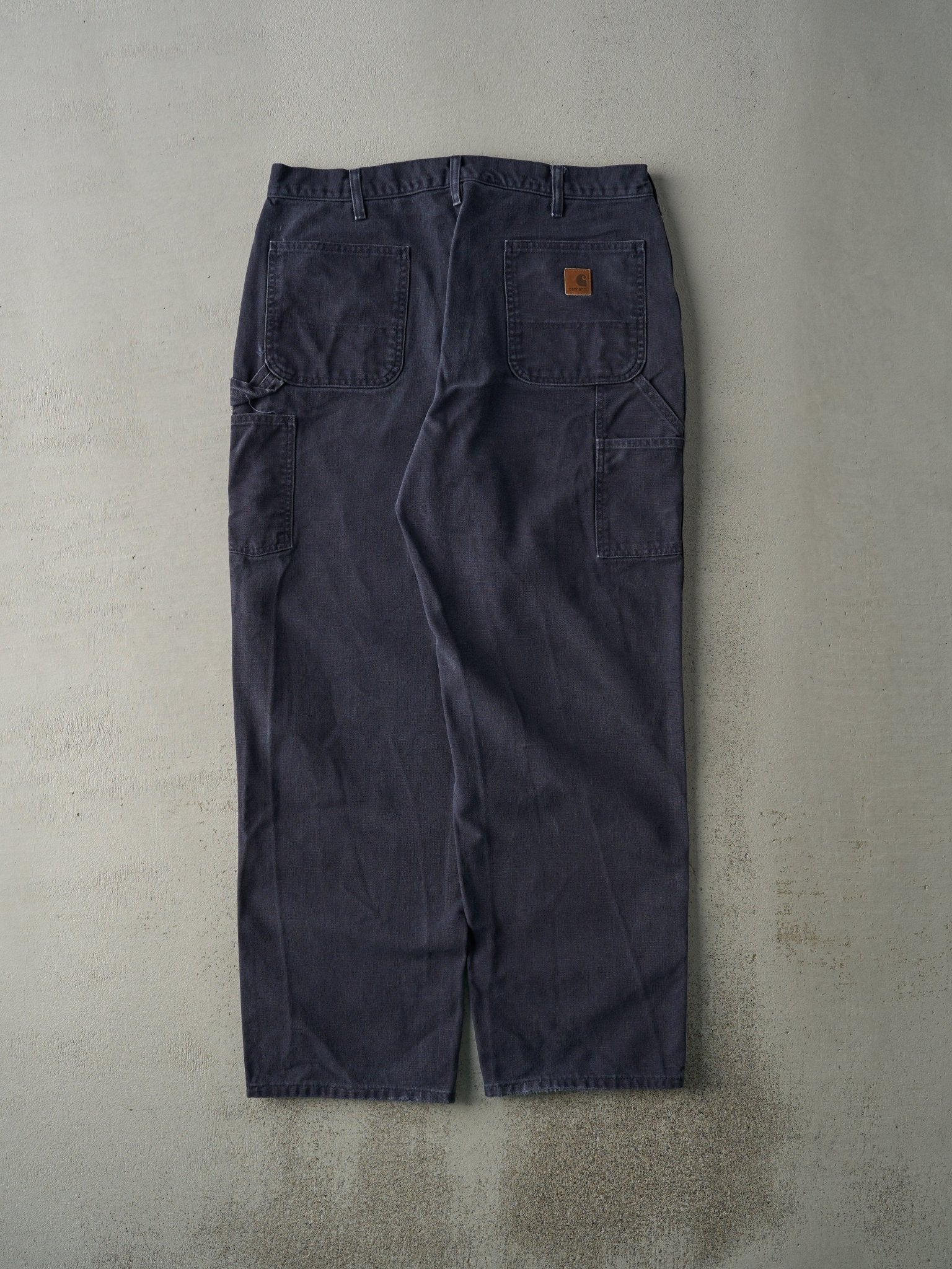 Vintage 90s Navy Blue Carhartt Dungaree Fit Carpenter Pants (36x31.5) - Image 2